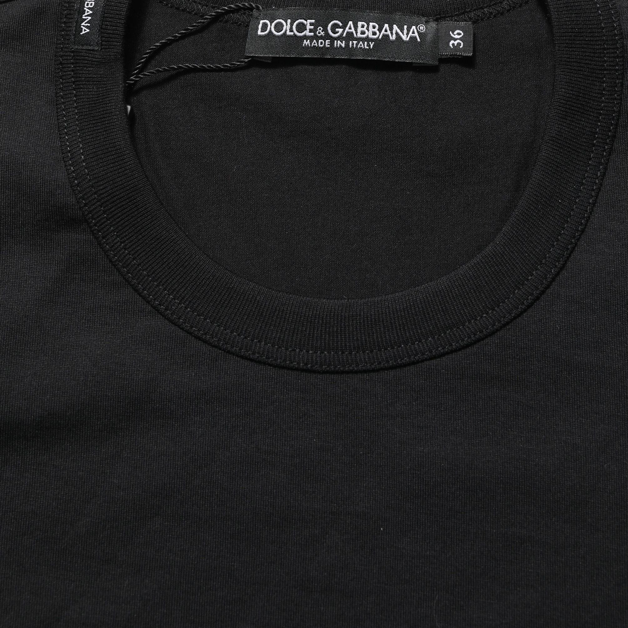 Dolce & Gabbana Black Cotton Short Sleeves Crew Neck T-shirt