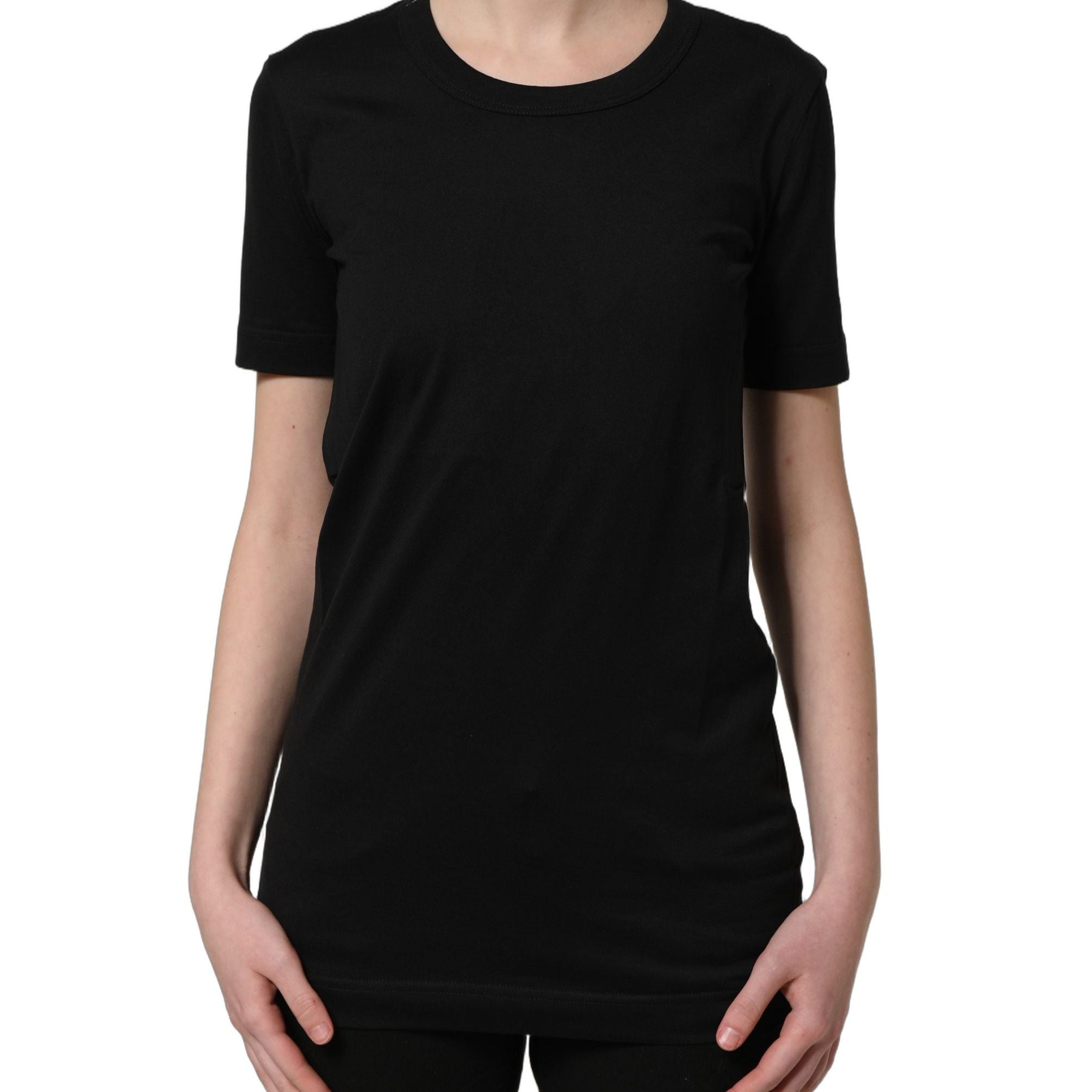 Dolce & Gabbana Black Cotton Short Sleeves Crew Neck T-shirt