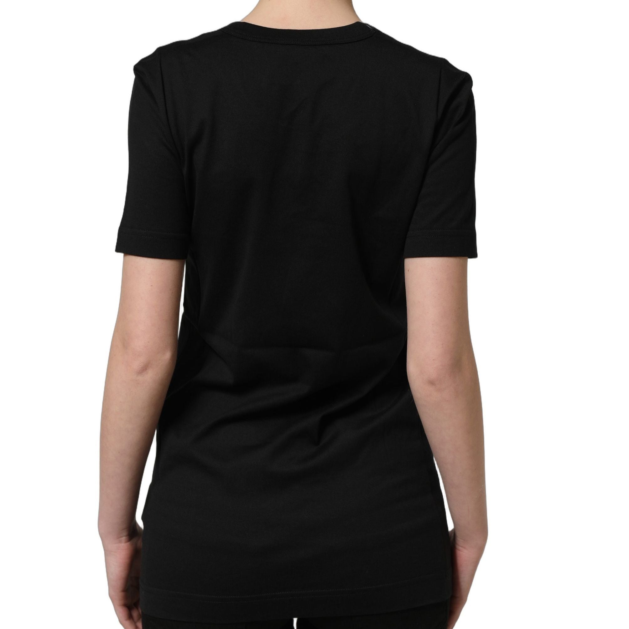 Dolce & Gabbana Black Cotton Short Sleeves Crew Neck T-shirt