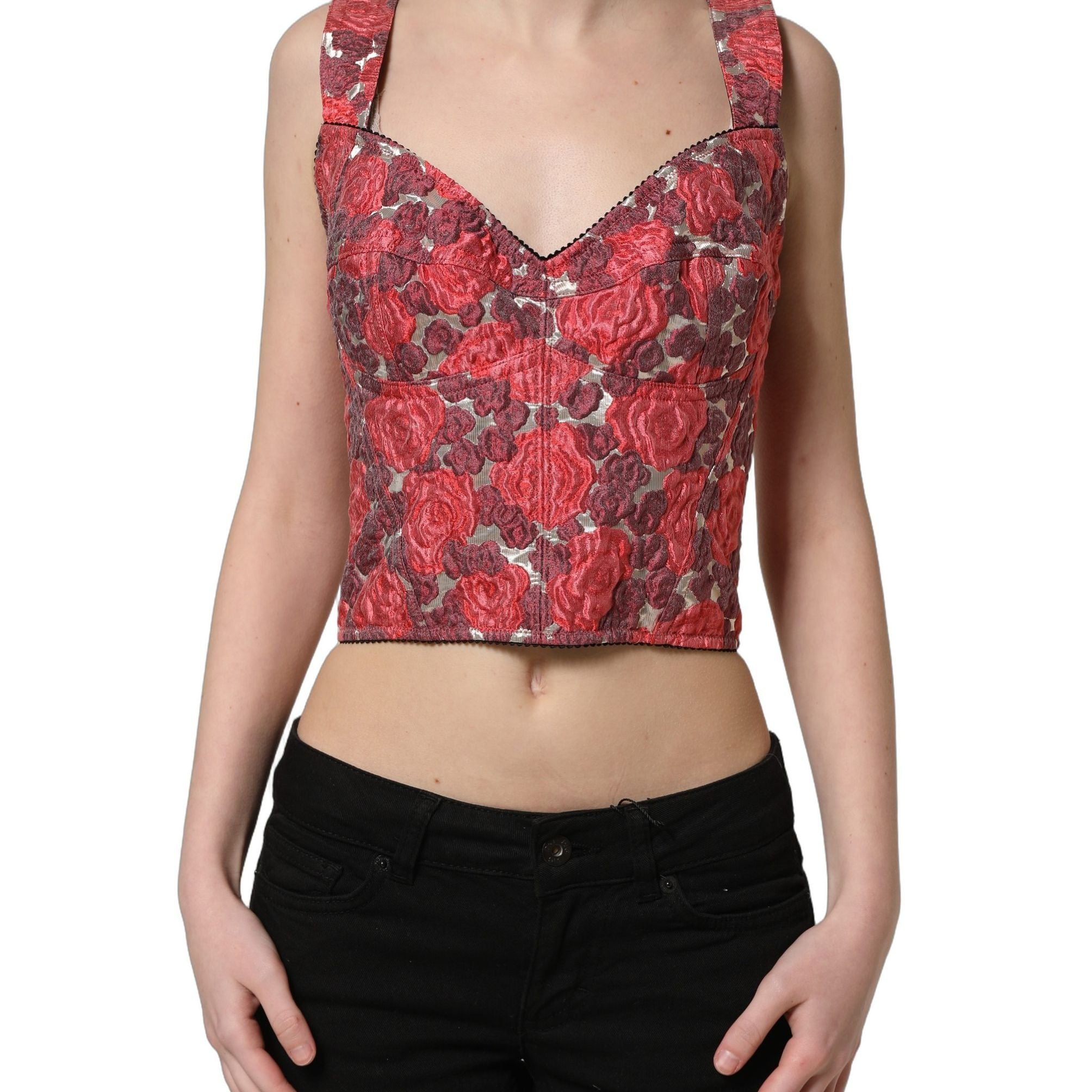 Dolce & Gabbana Multicolor Floral Cropped Bustier Tank Top
