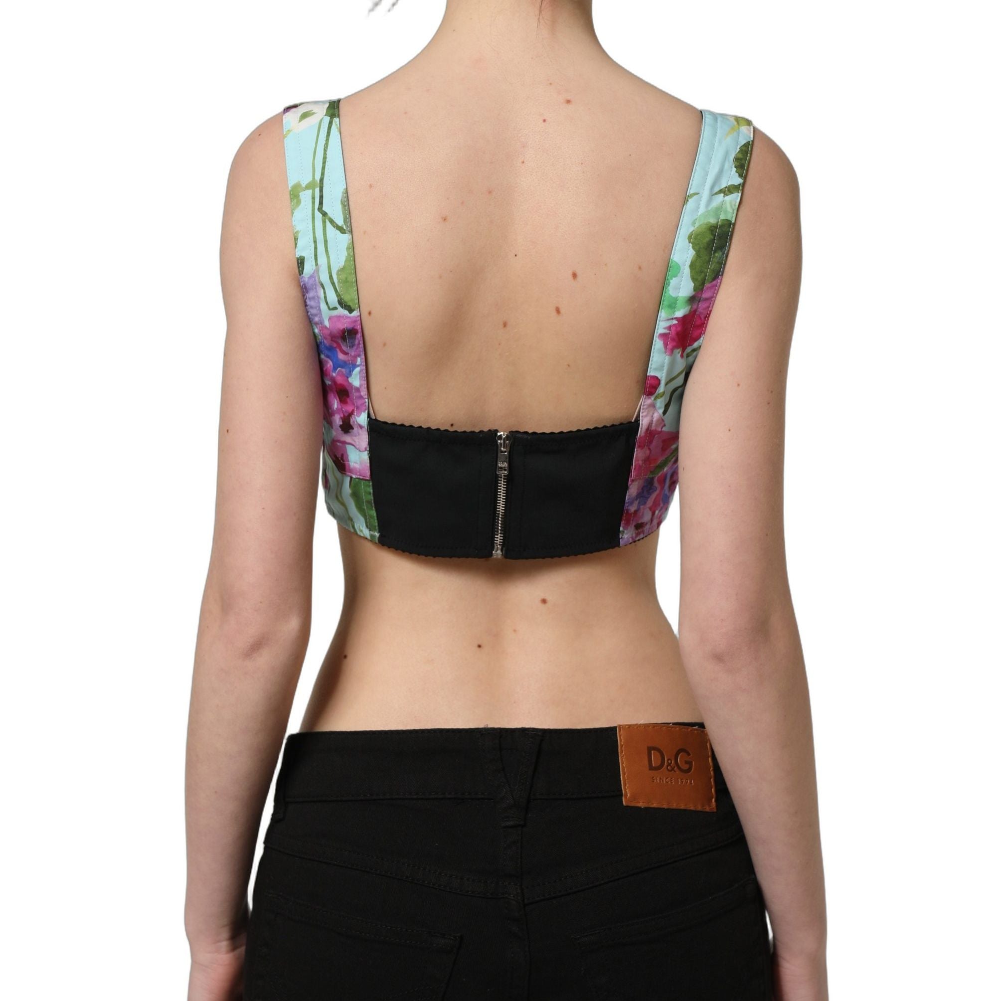 Dolce & Gabbana Multicolor Floral Cropped Bustier Tank Top