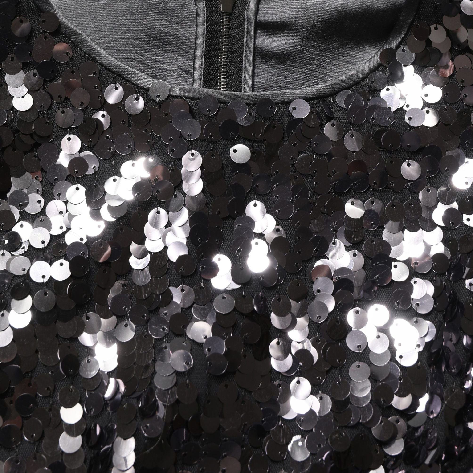 Dolce & Gabbana Black Sequined Long Sleeves Crop Blouse Top
