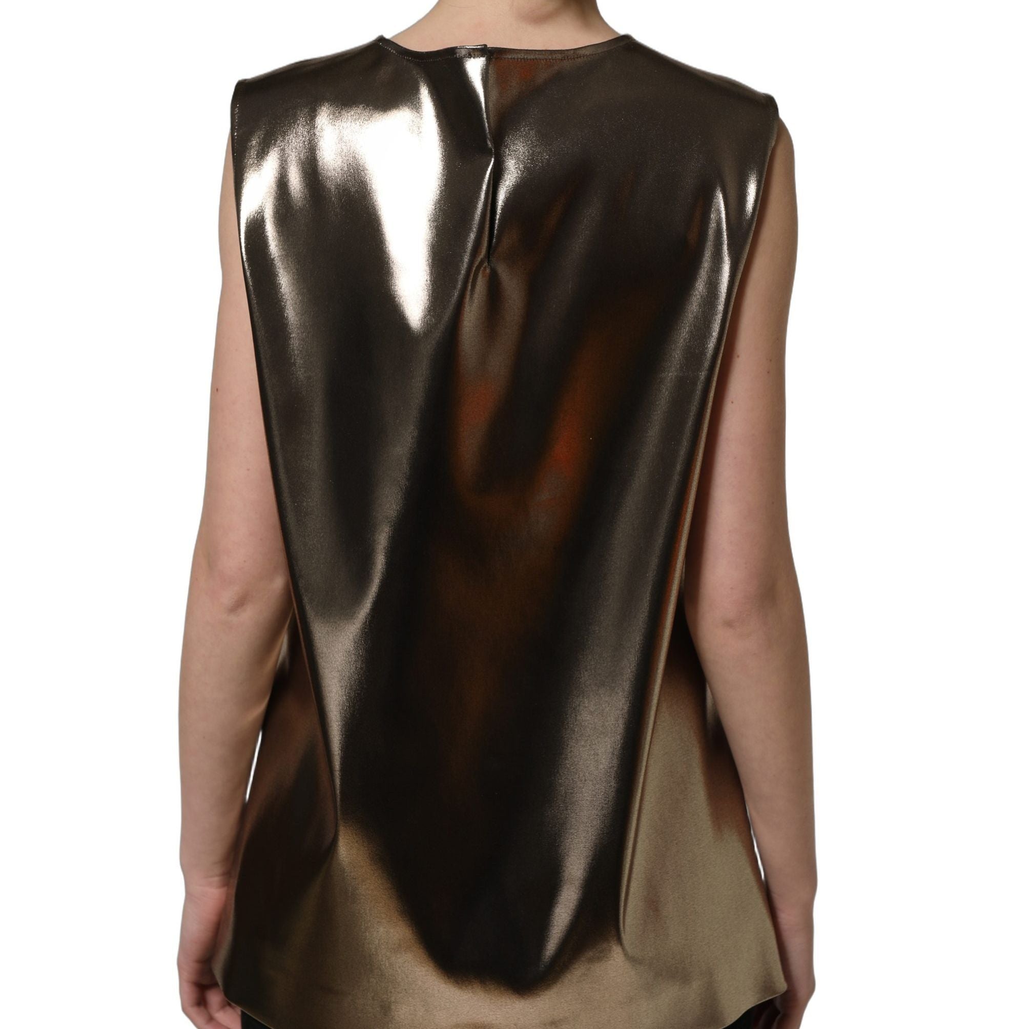 Dolce & Gabbana Metallic Bronze Roundneck SleevelessTank Top