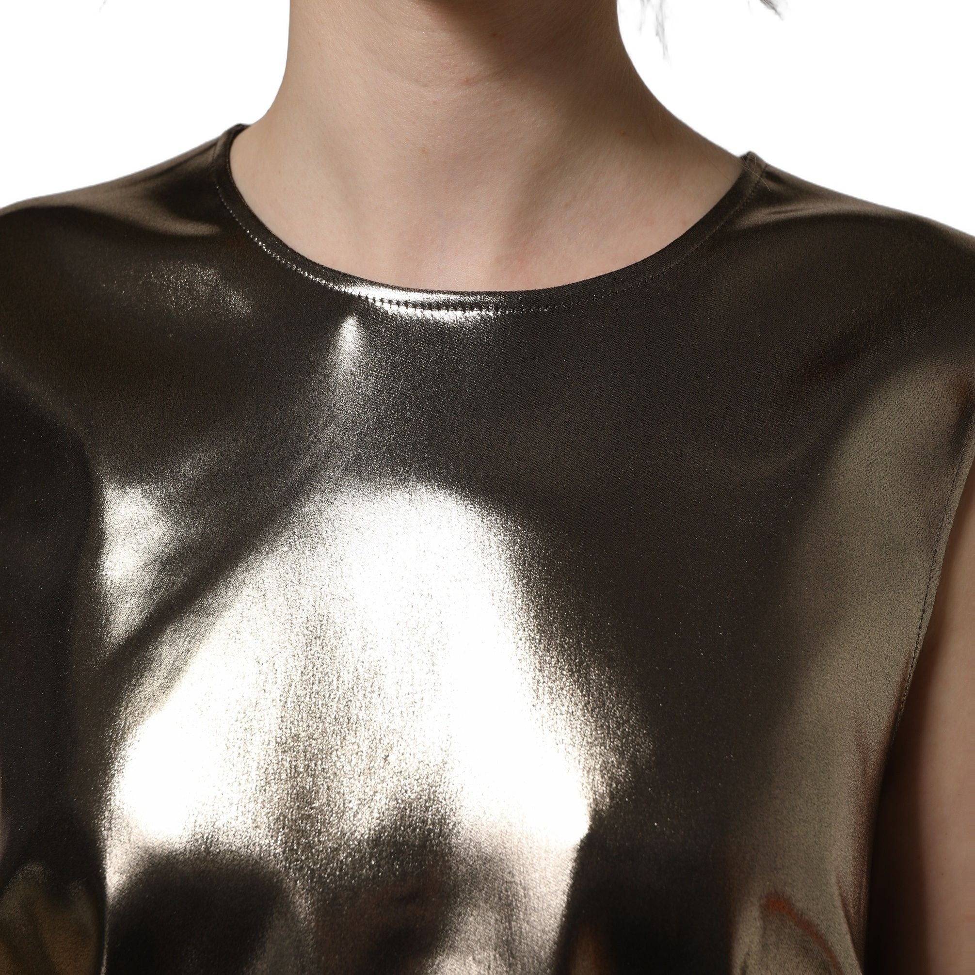 Dolce & Gabbana Metallic Bronze Roundneck SleevelessTank Top