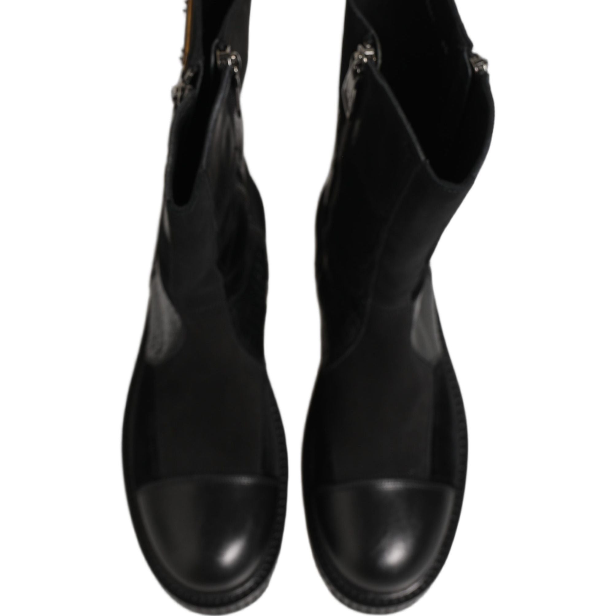 Dolce & Gabbana Black Patchwork Leather Mid Calf Boots Shoes