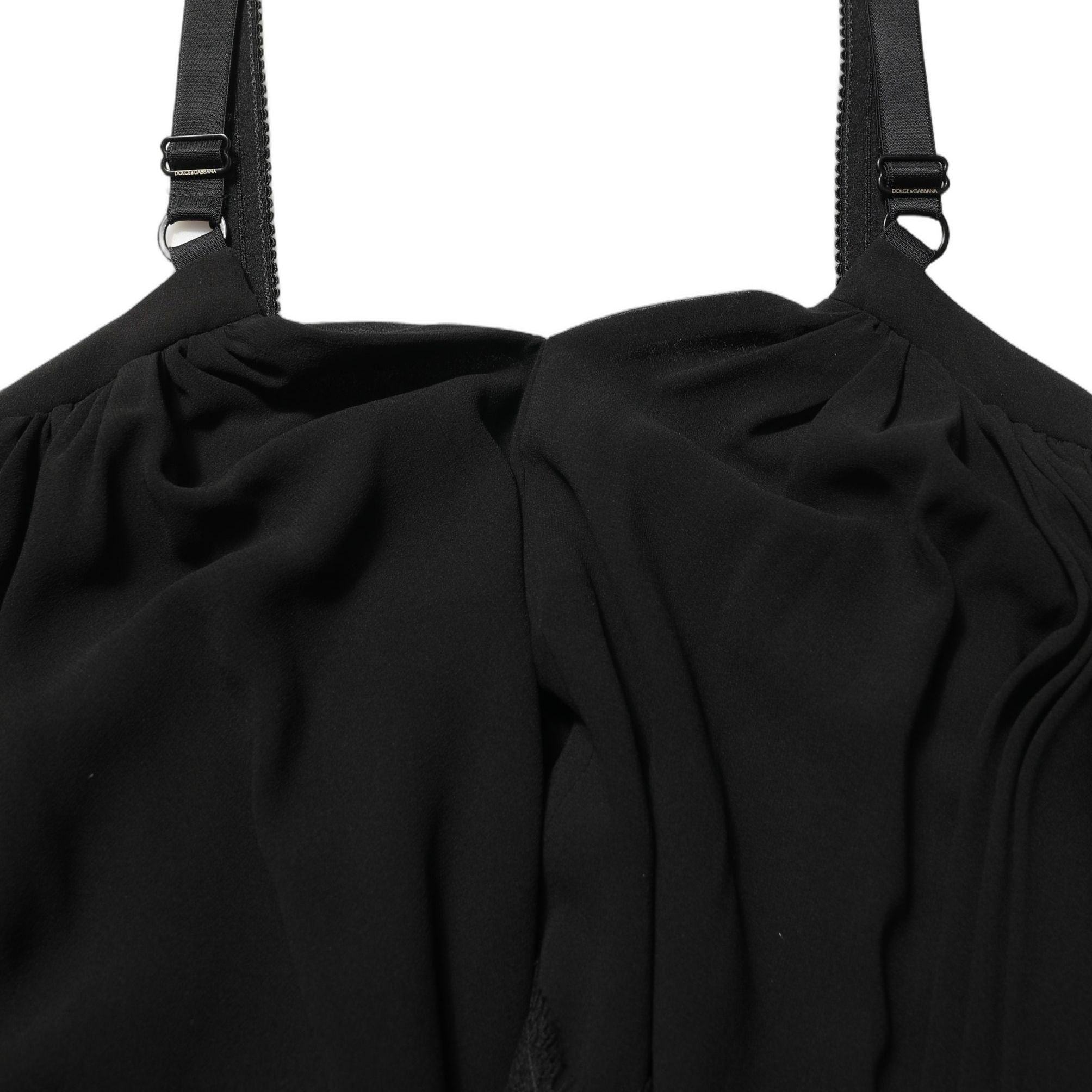 Dolce & Gabbana Black Sleeveless Floral Lace Tank Blouse Top