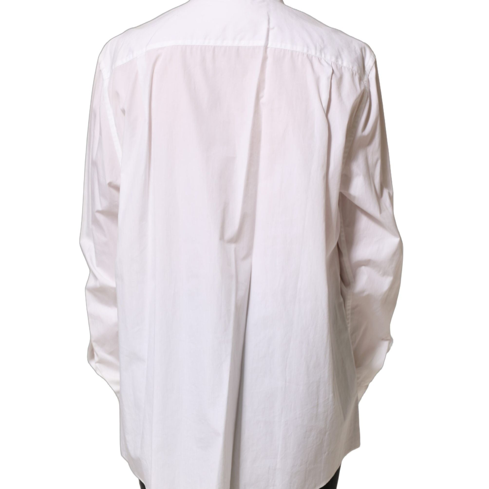 Dolce & Gabbana White Ruffled Bib Long Sleeves Blouse Top