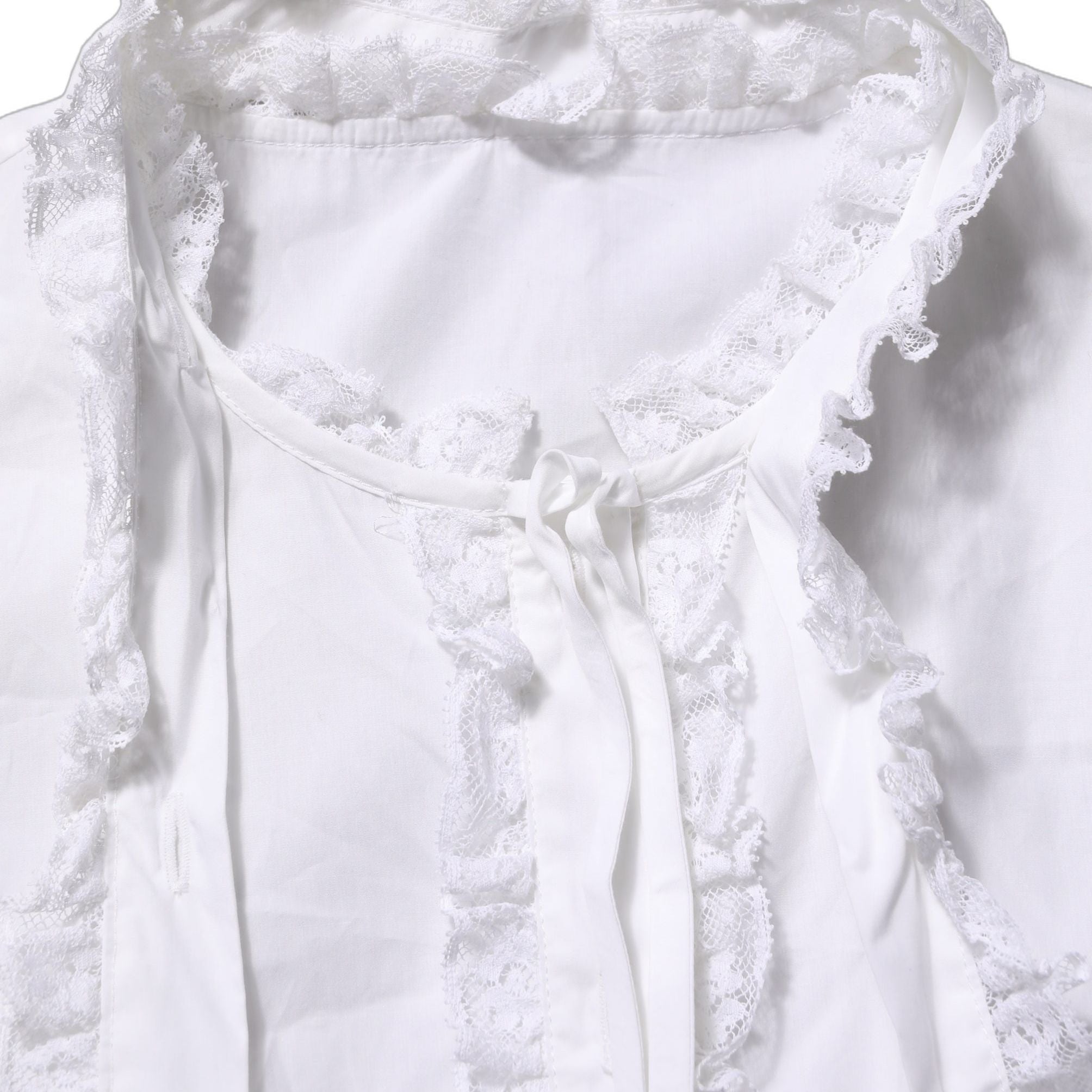 Dolce & Gabbana White Ruffled Lace Embellished Blouse Top