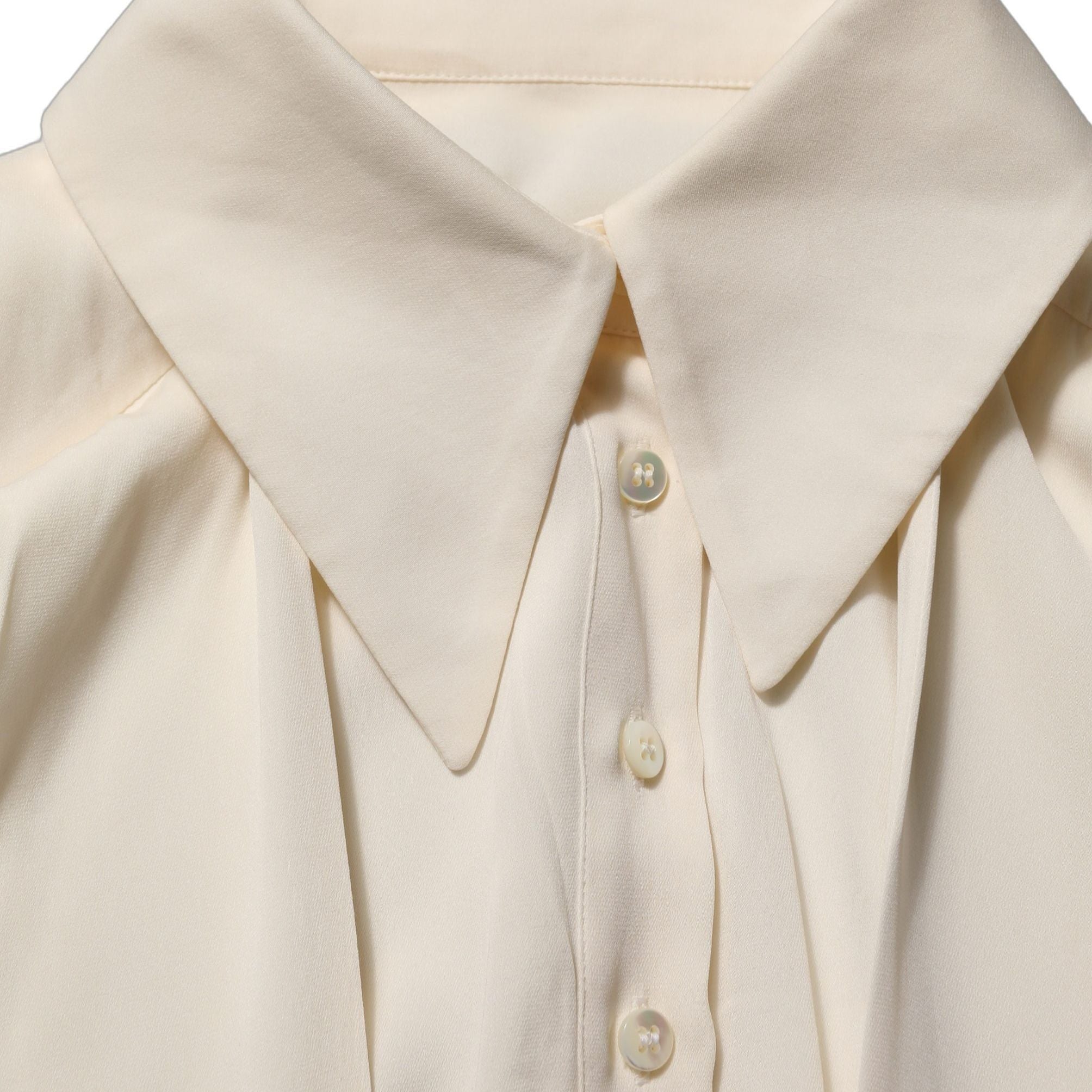 Dolce & Gabbana Off White Ascot Collar Long Sleeves Blouse Top