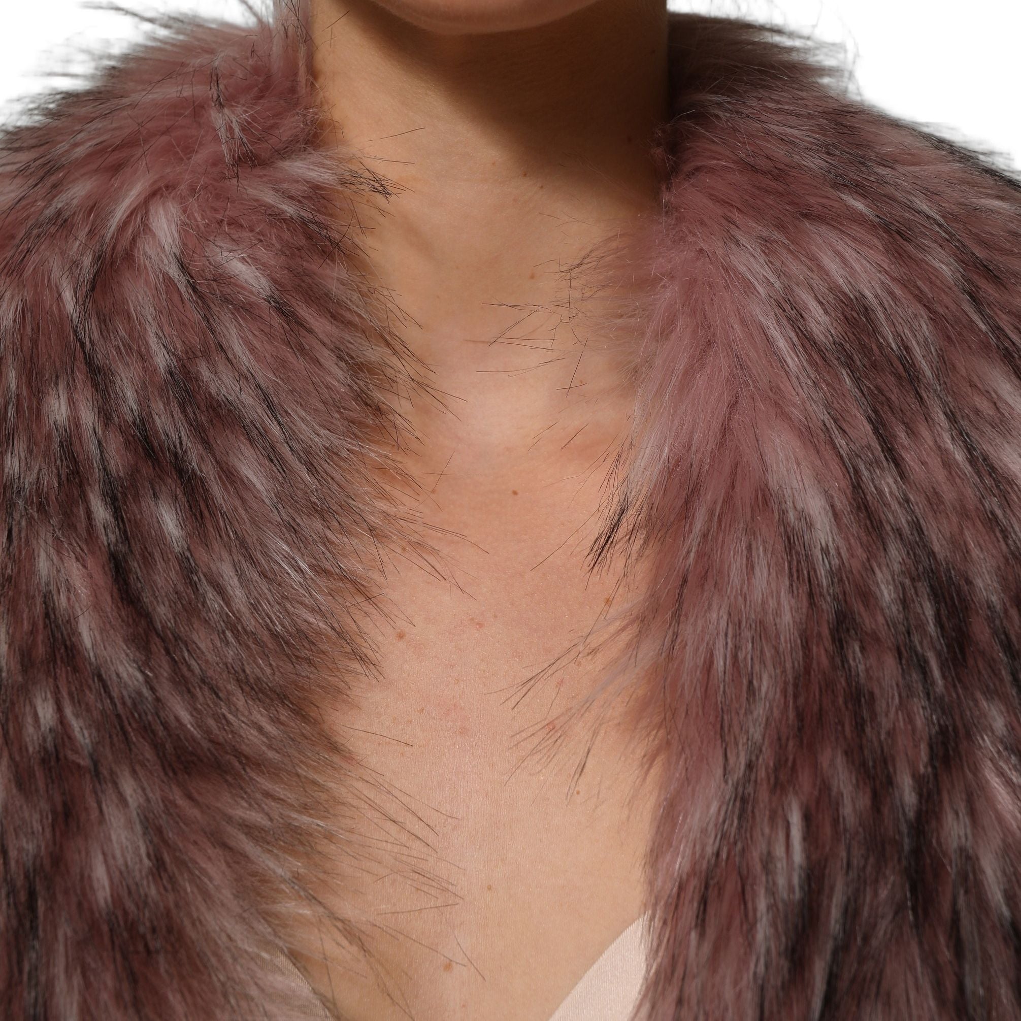 Dolce & Gabbana Pink Acrylic Faux Fur Knit Shrug Vest Top