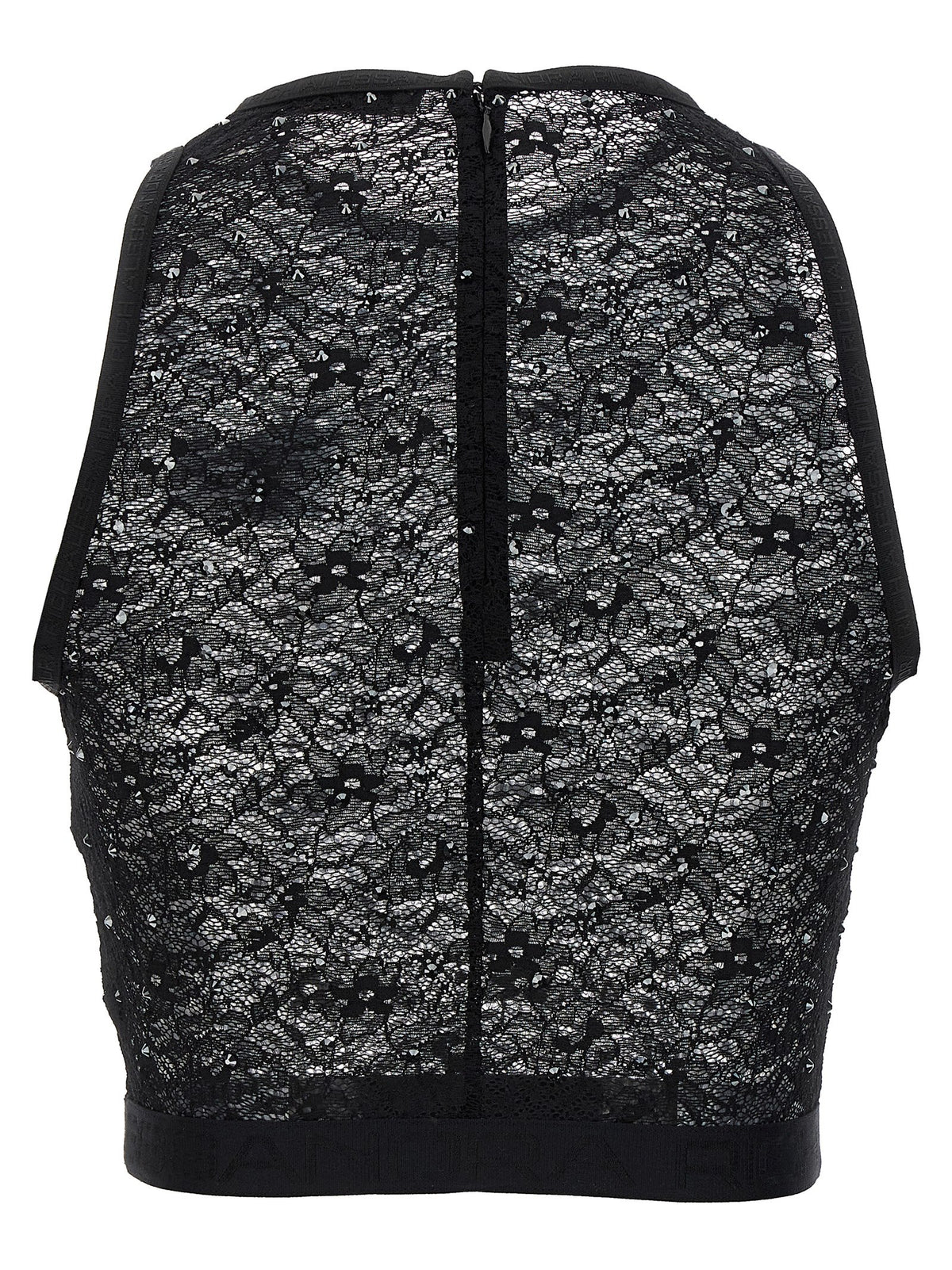 Alessandra Rich Black Polyamide Sleeveles T-Shirt