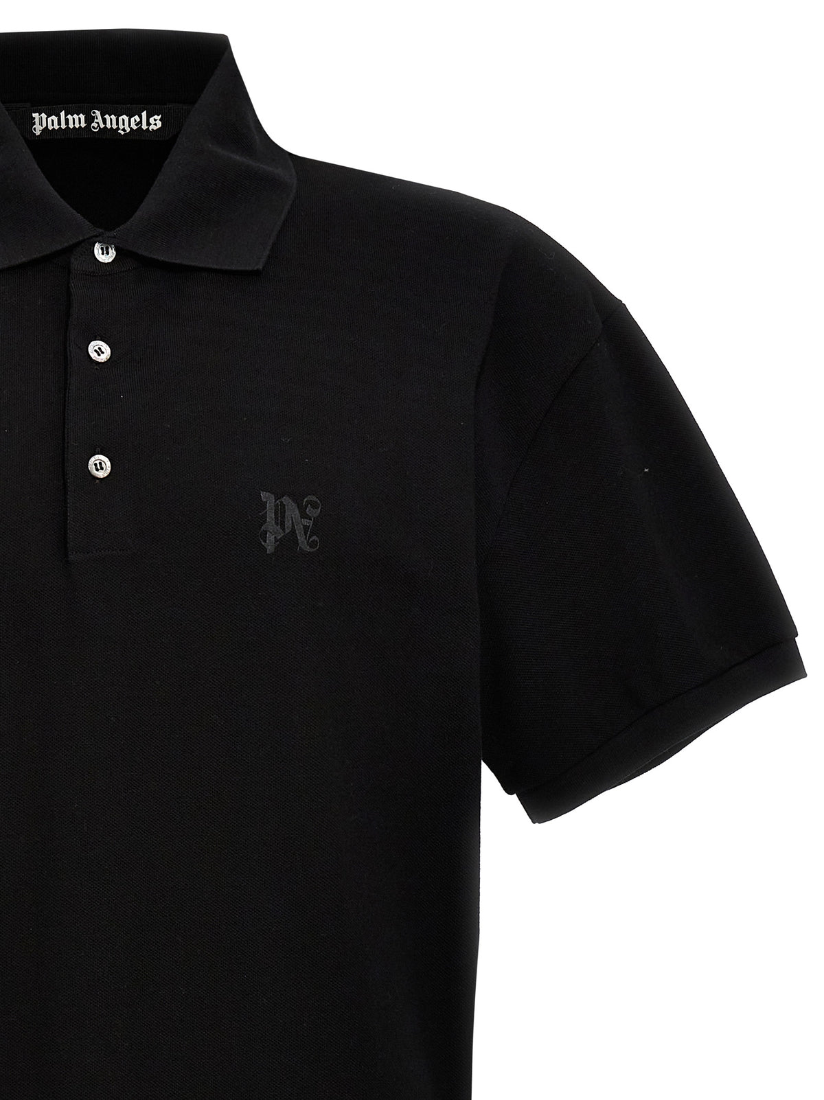 Palm Angels Black Polyester Polo Shirt