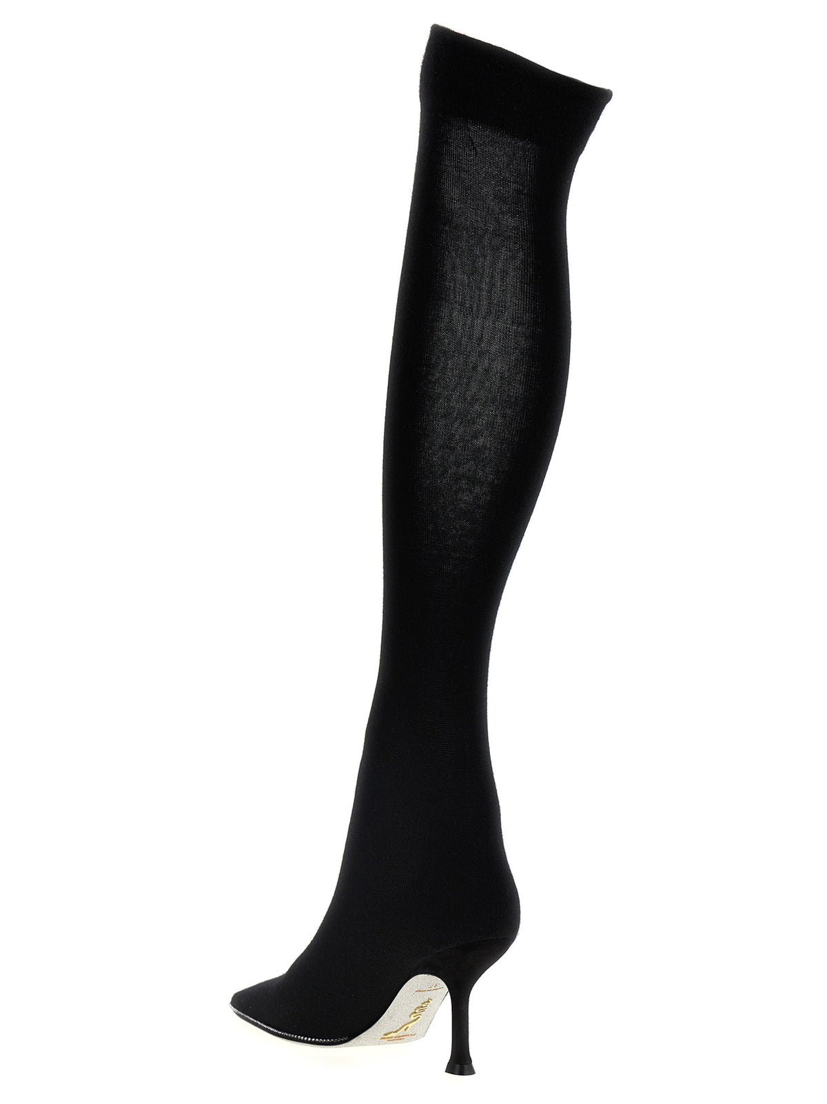 RENE CAOVILLA Black Leather Over The Knee
