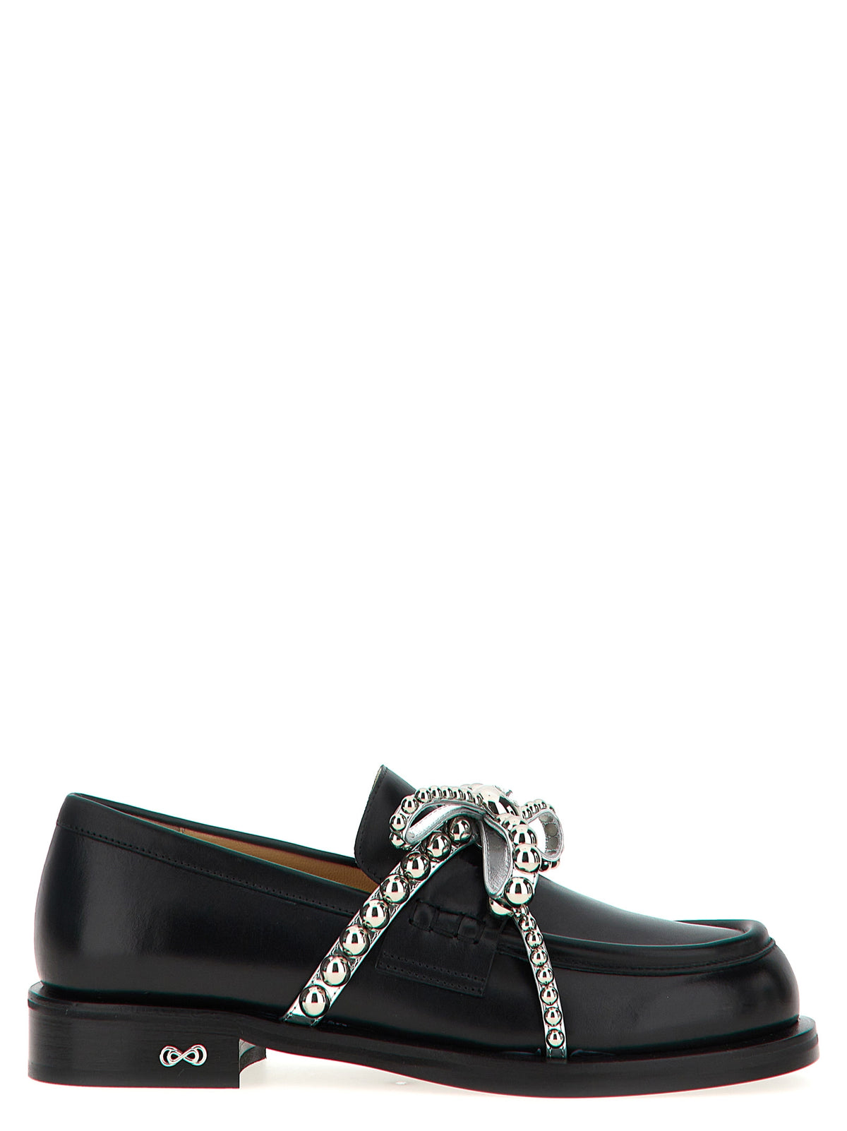 MACH & MACH Black Leather Slip-On Loafers