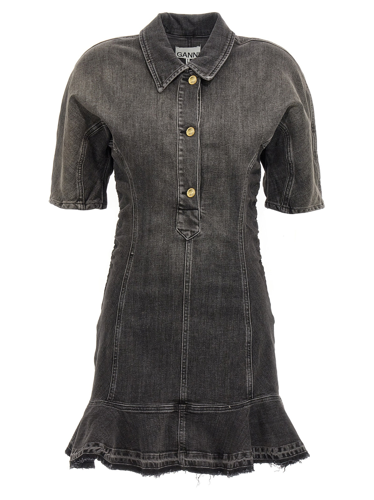Ganni Black Cotton Short Dress