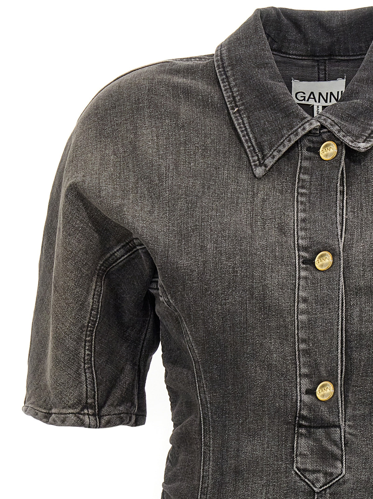 Ganni Black Cotton Short Dress
