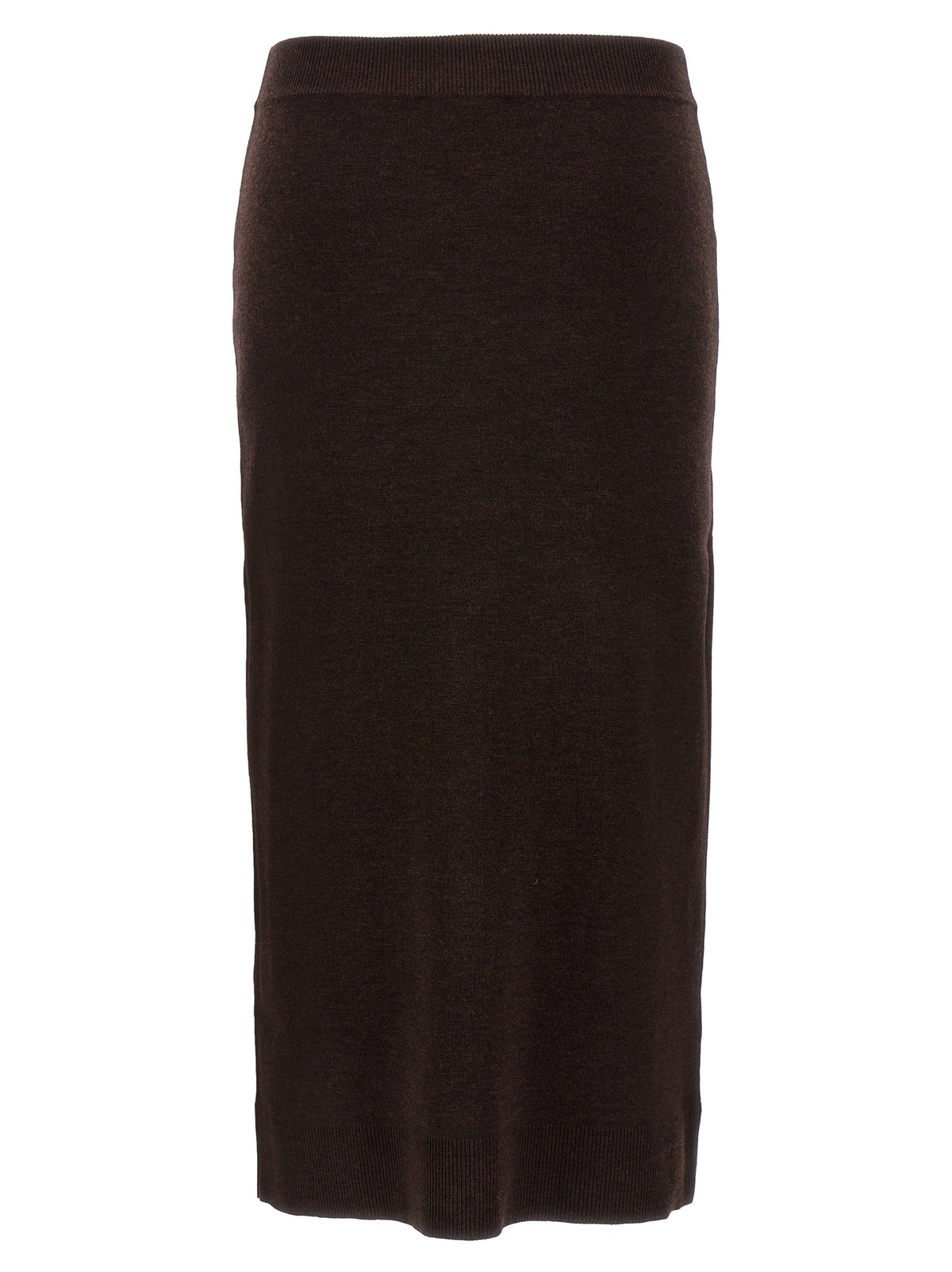 Victoria Beckham Brown Wool Midi Skirt