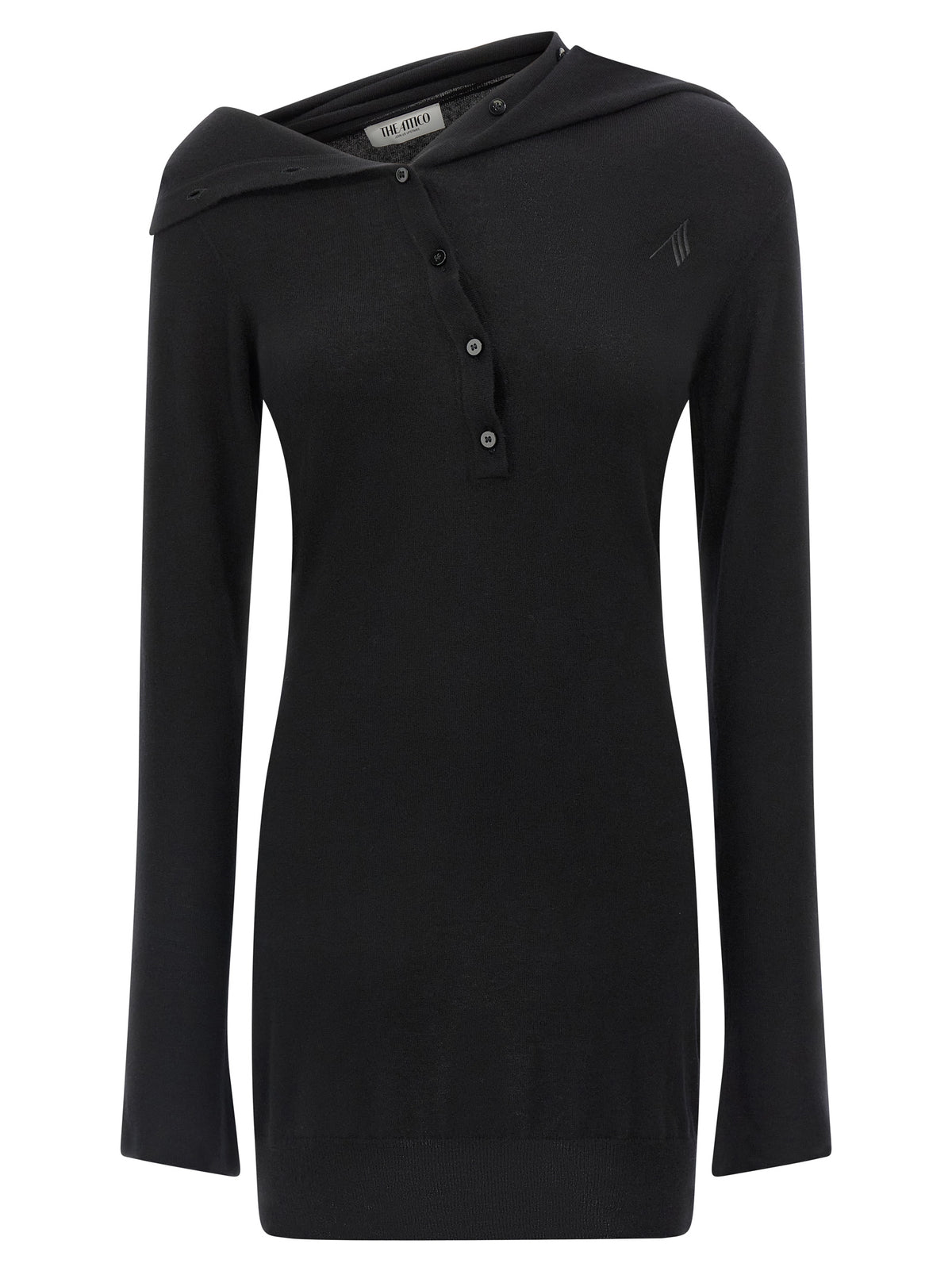 The Attico Black Virgin Wool Short Dress