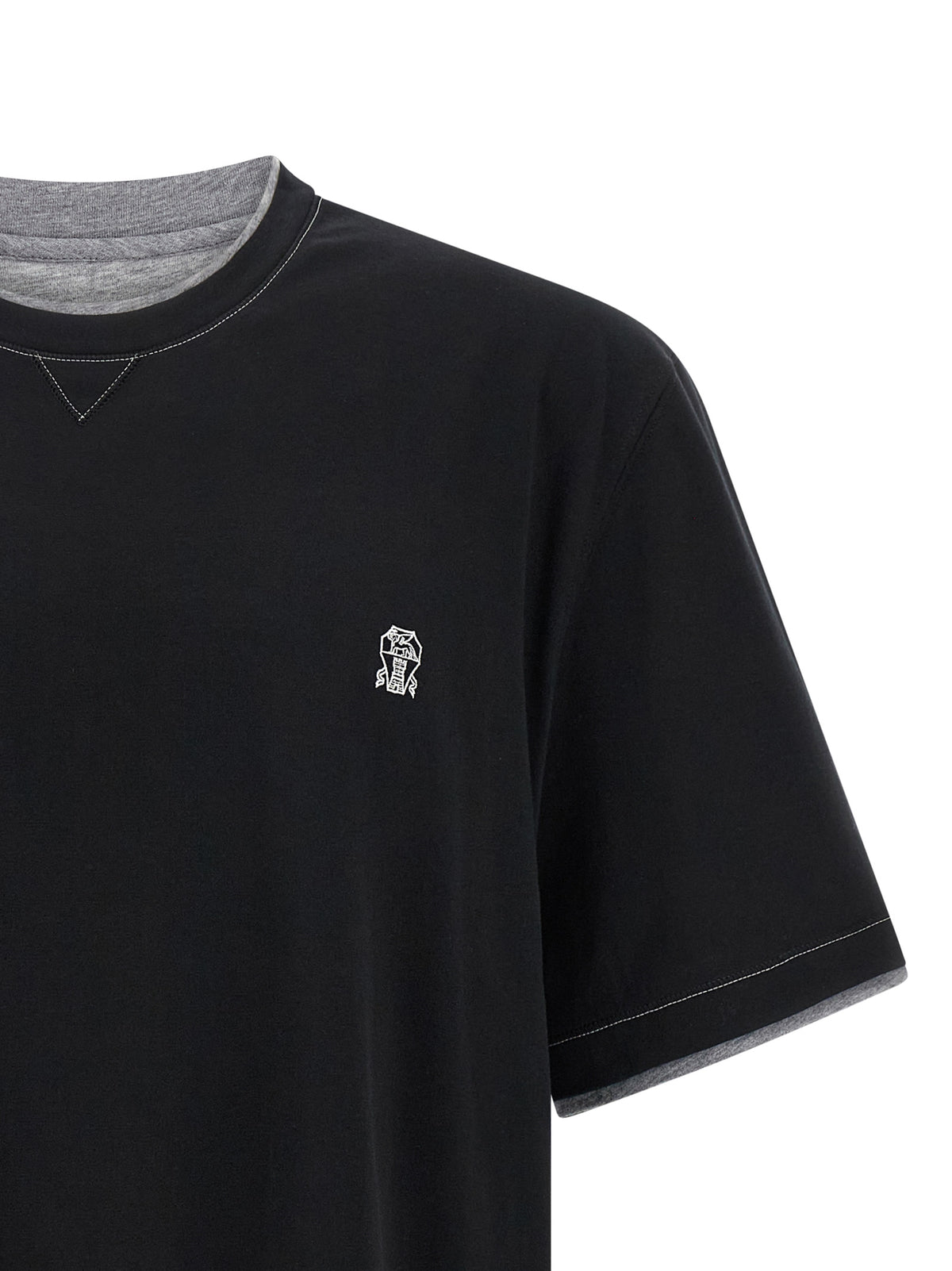 Brunello Cucinelli Black Cotton T-Shirt