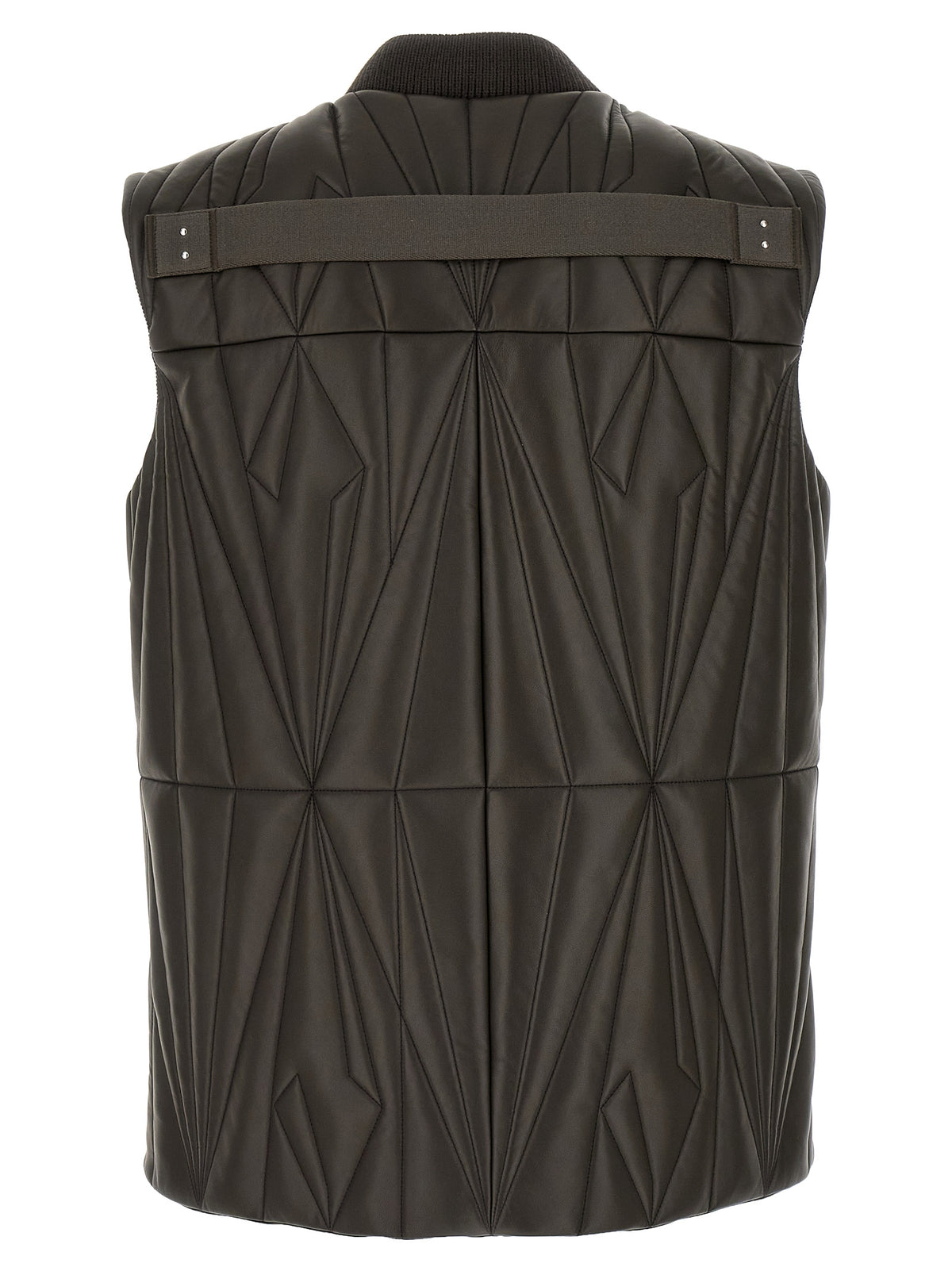 Rick Owens Brown Lamb Leather Sleeveless Jacket