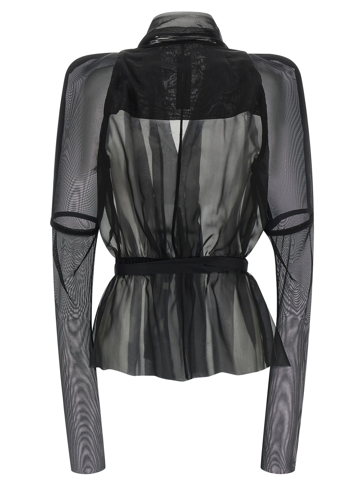 Rick Owens Black Silk Full-Length Jacket