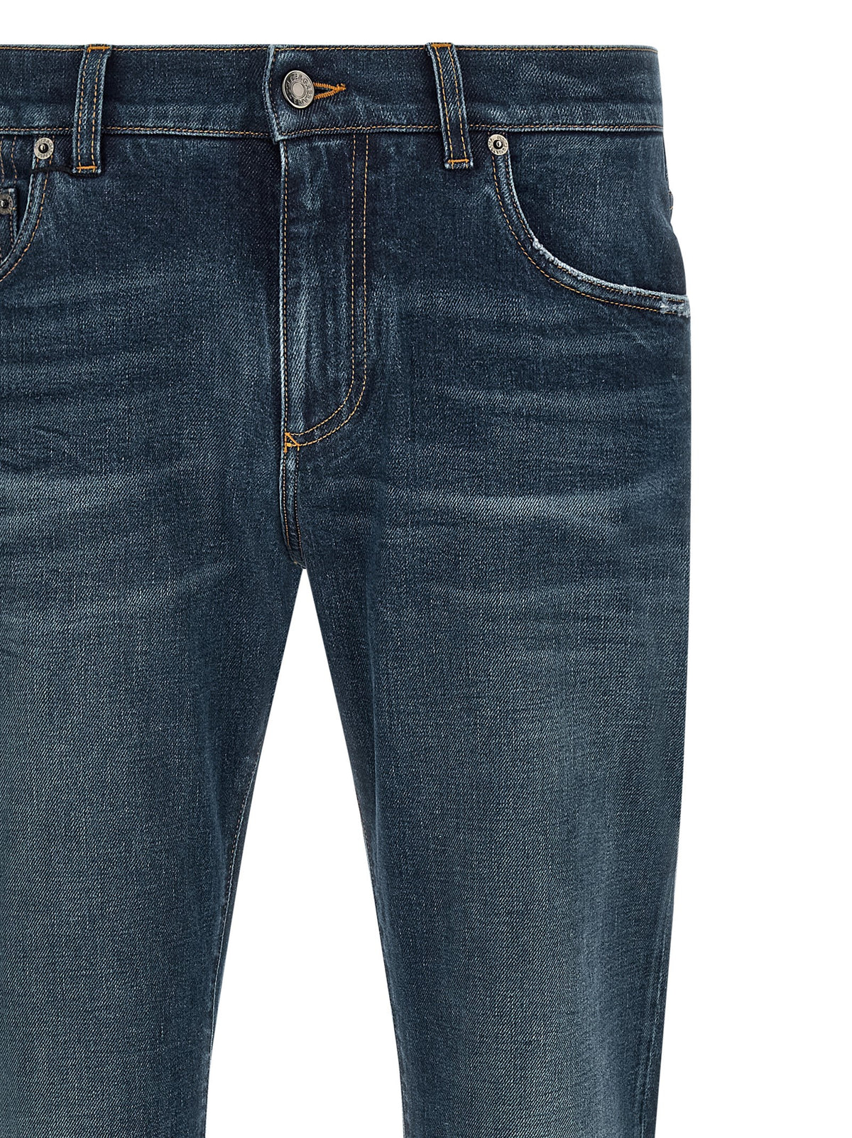 Dolce & Gabbana Blue Cotton Slim Fit Jeans