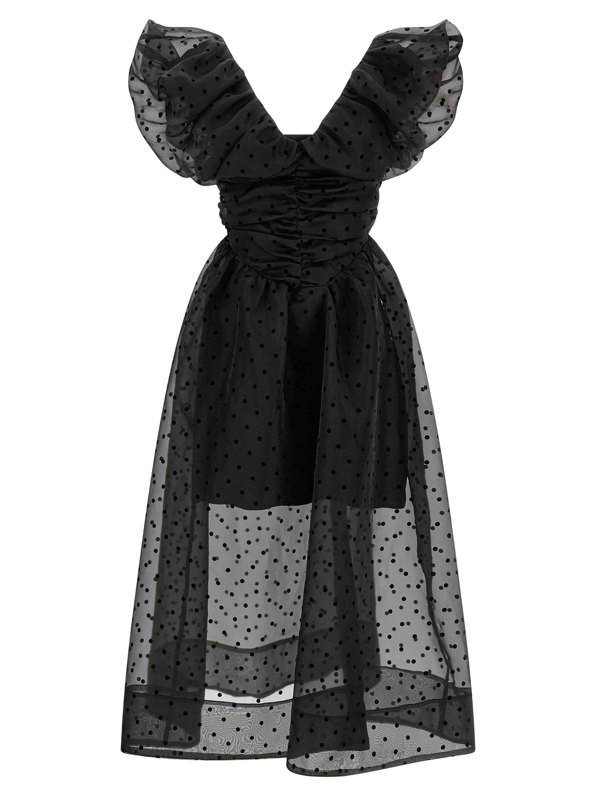 Ganni Black Recycled Polyester Midi Dress