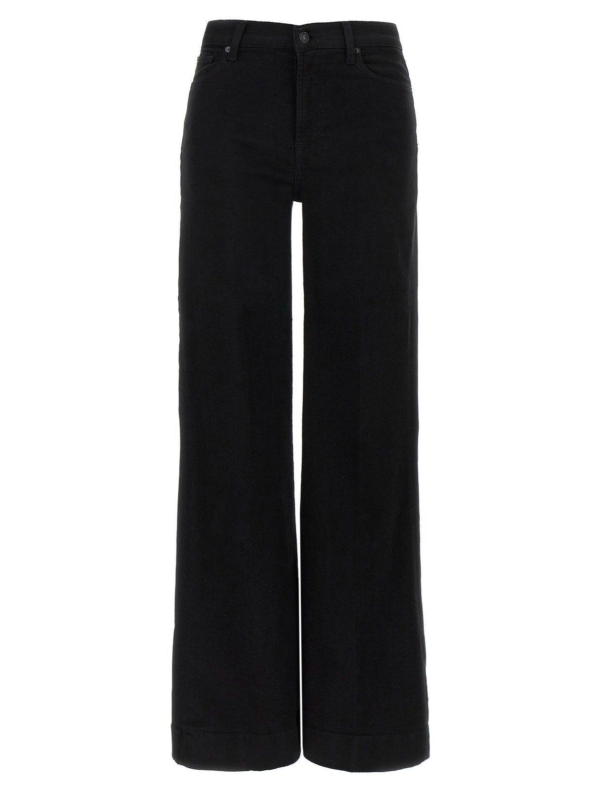 7 For All Mankind Black Cotton Flared Jeans