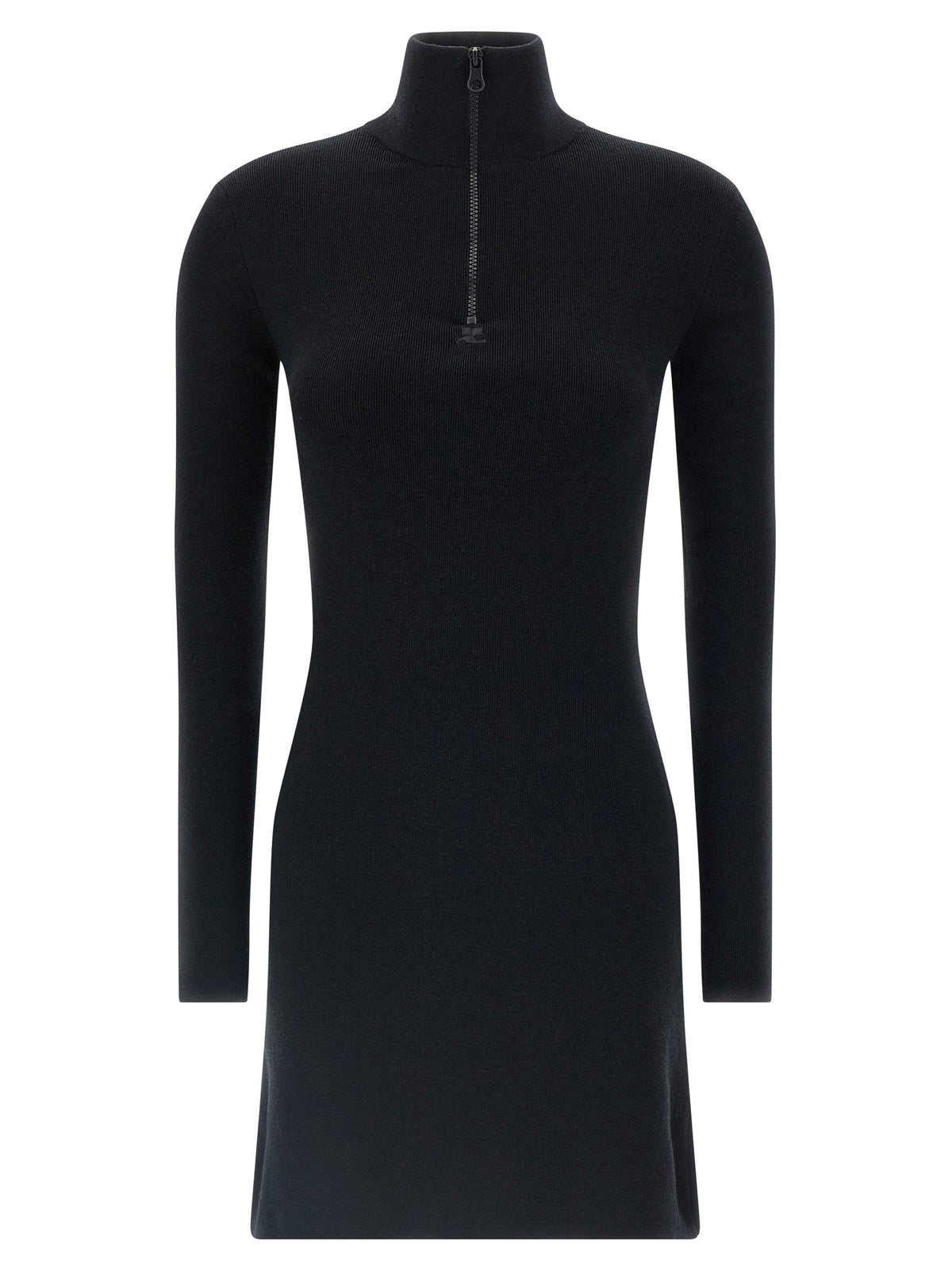 Courrèges Black Merino Wool Short Dress