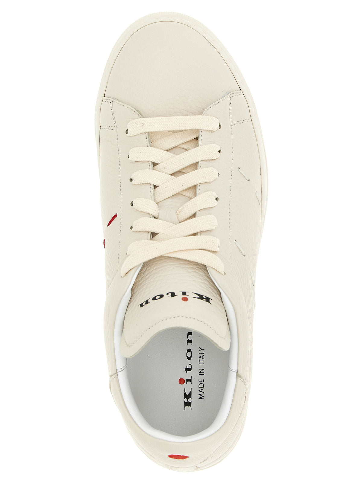 Kiton White Nubuc Leather Low Top Sneakers