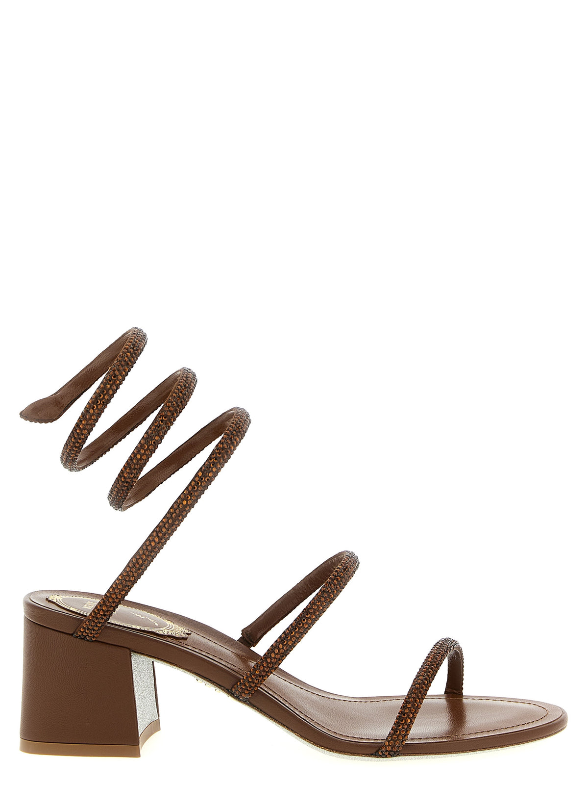 RENE CAOVILLA Brown Viscose Strap-On Sandals
