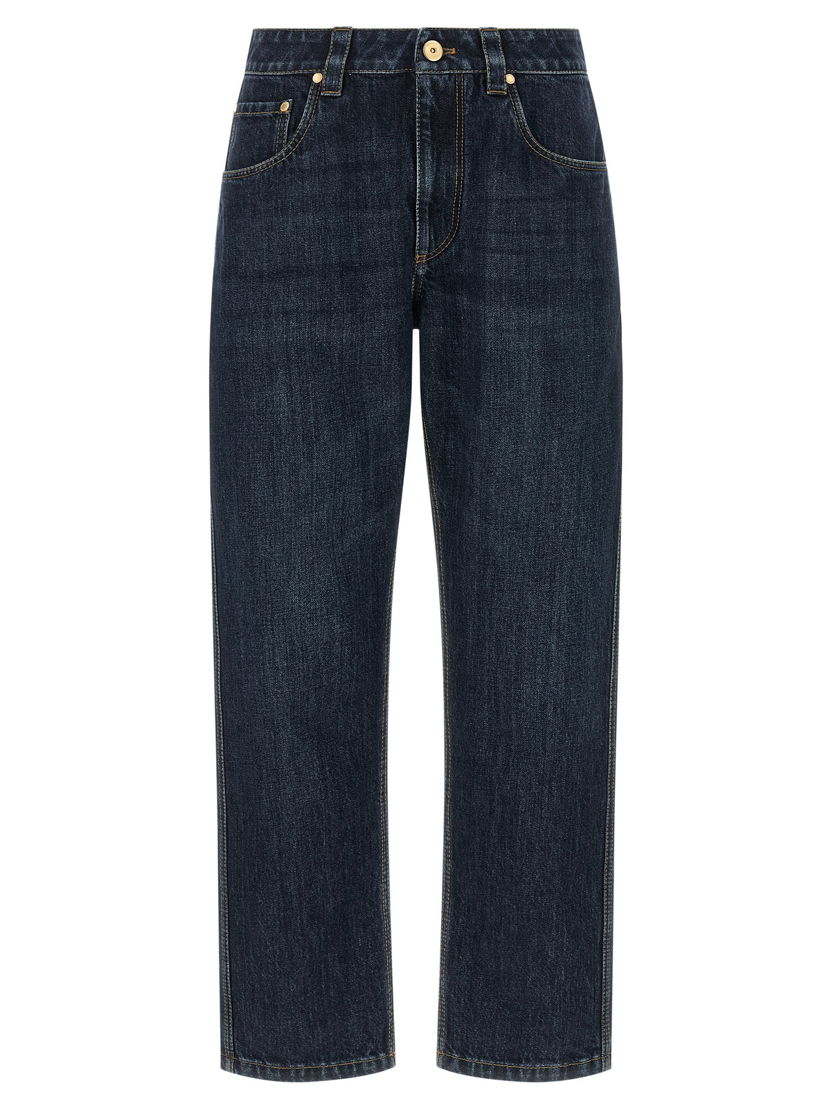 Brunello Cucinelli Blue Cotton Straight-Leg Jeans