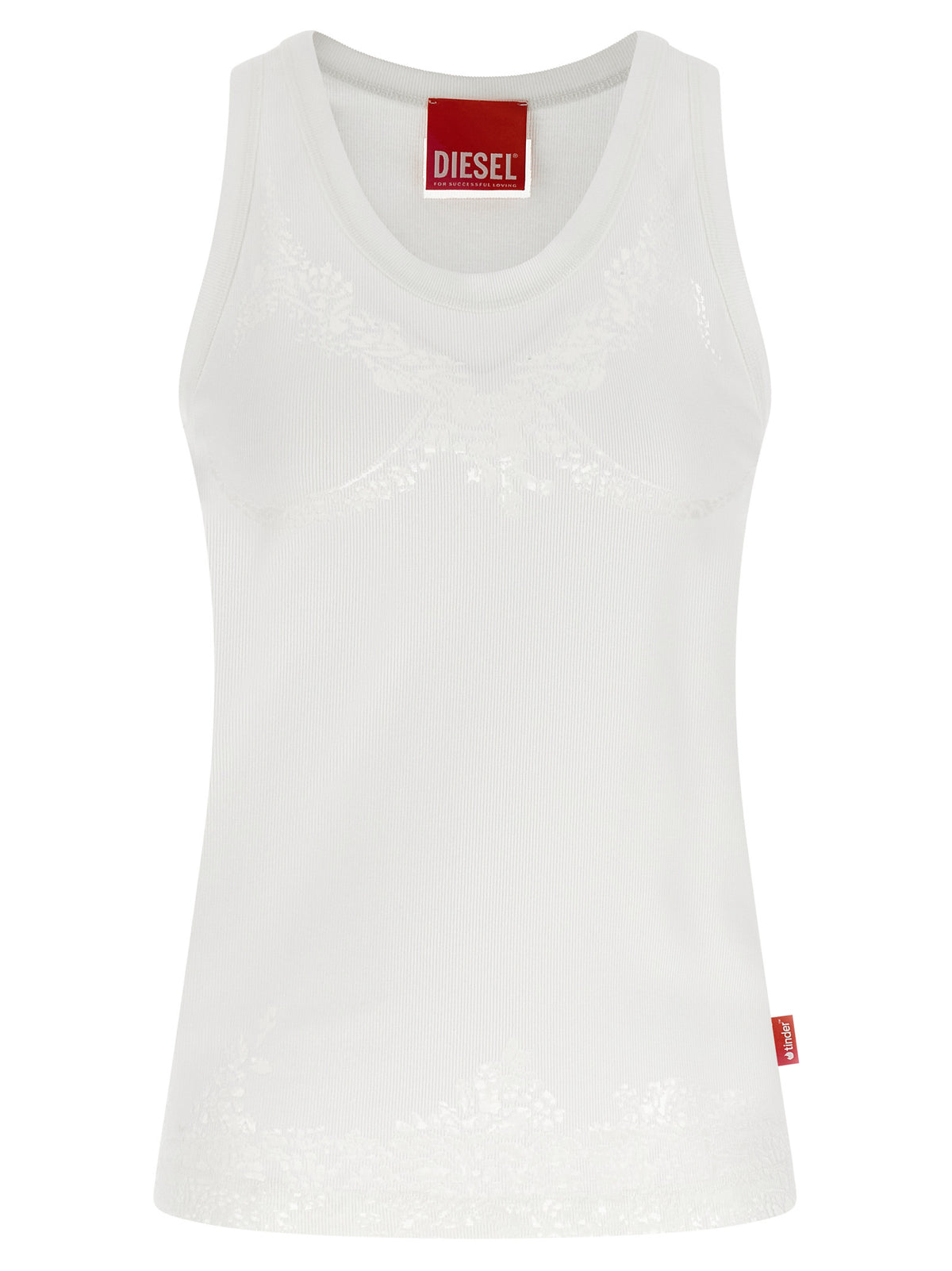 Diesel White Cotton Tank Tops