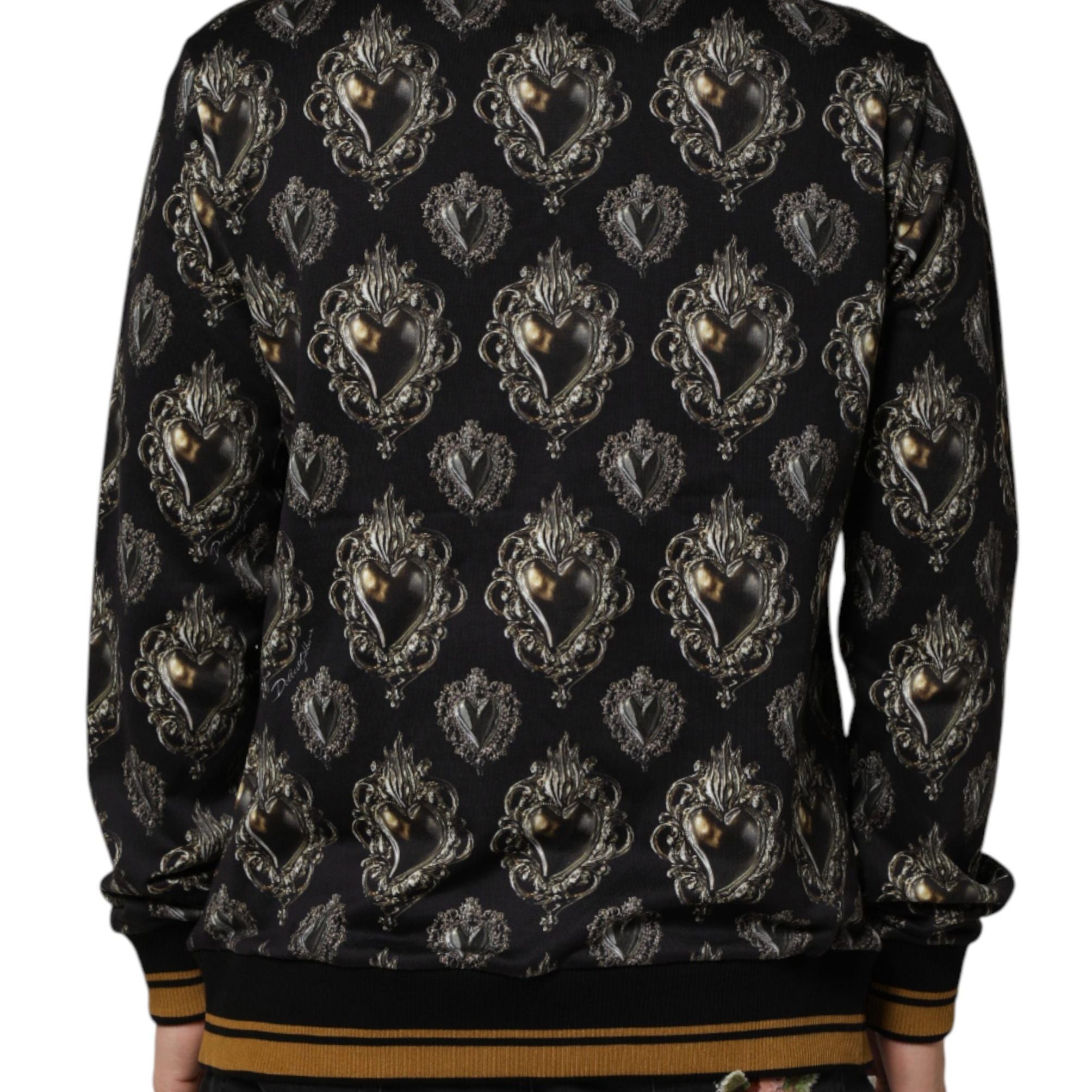 Dolce & Gabbana Black Sacred Heart Cotton Sweatshirt Sweater