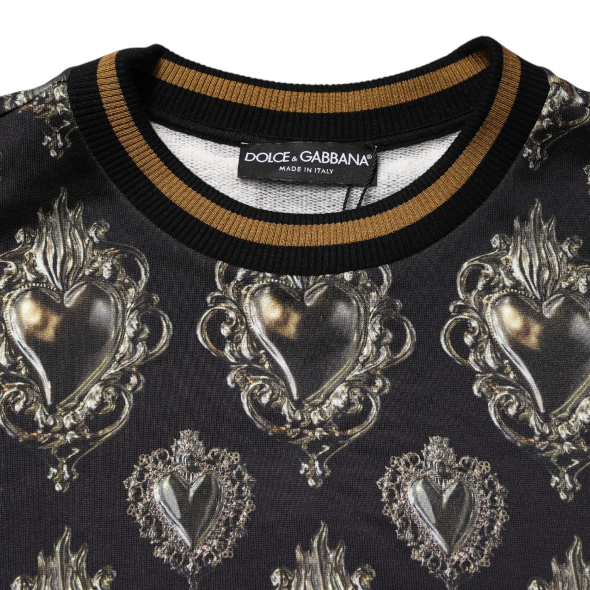 Dolce & Gabbana Black Sacred Heart Cotton Sweatshirt Sweater
