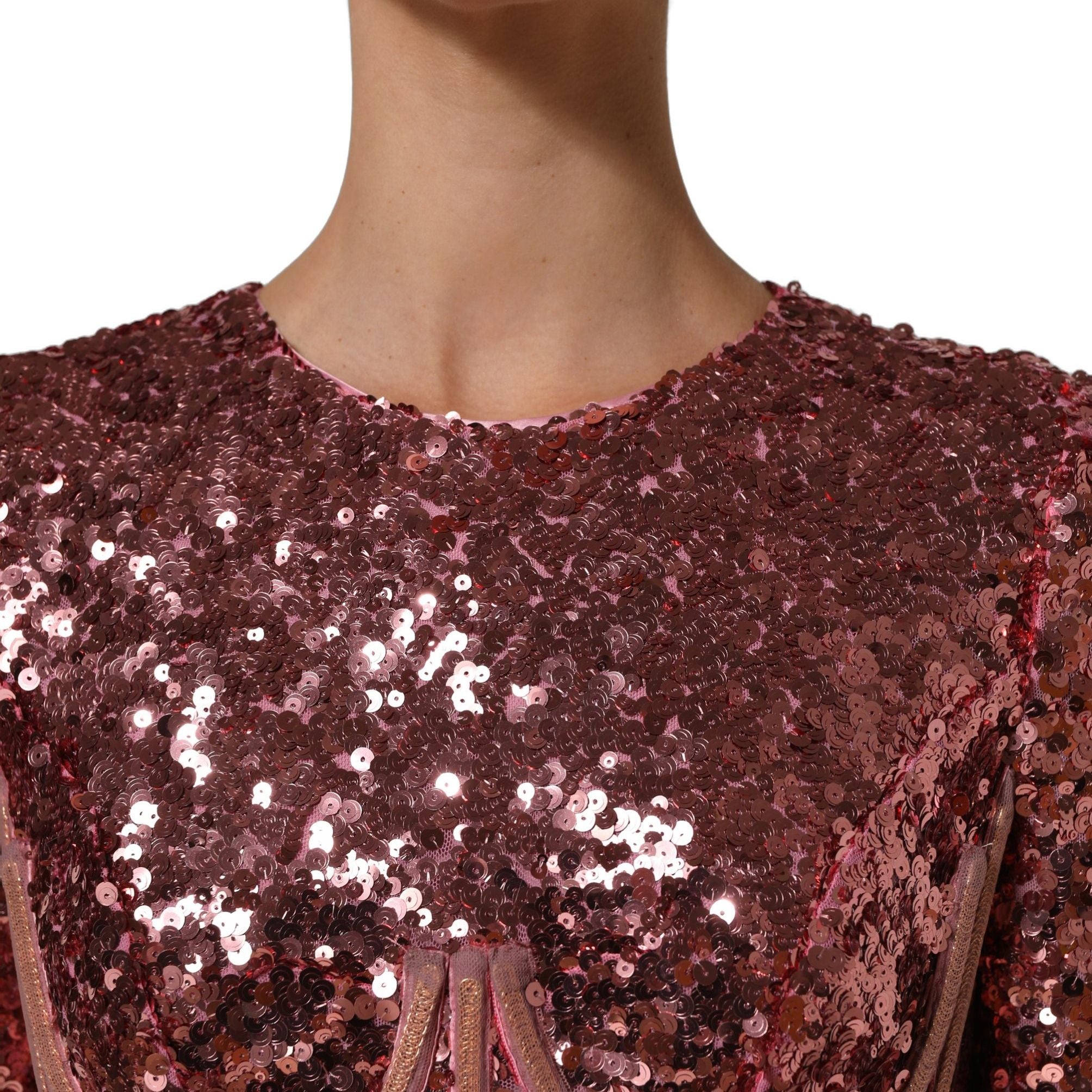 Dolce & Gabbana Pink Long Sequined Corset Detailing Gown Dress