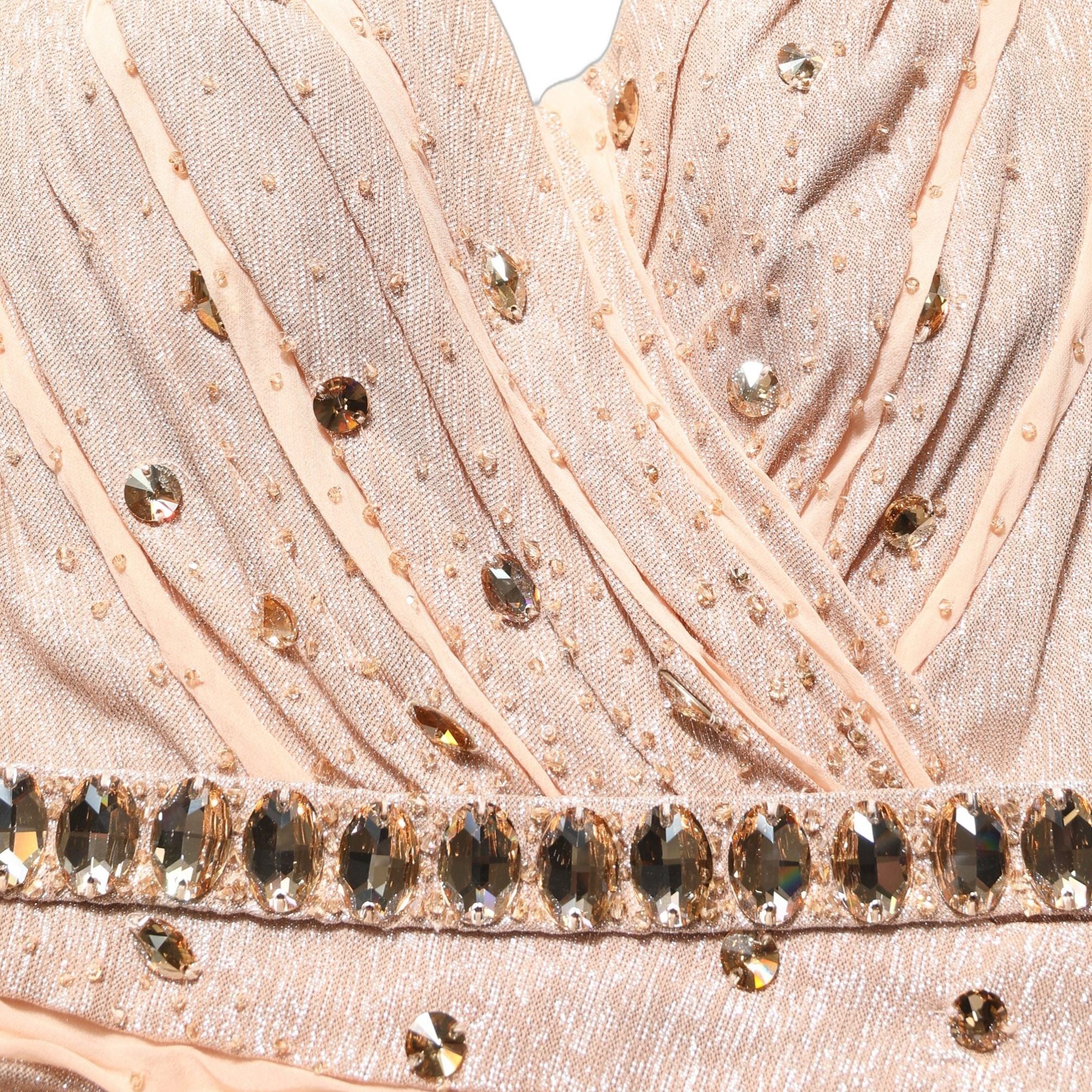 Dolce & Gabbana Nude Embellished Strapless Evening Gown Dress