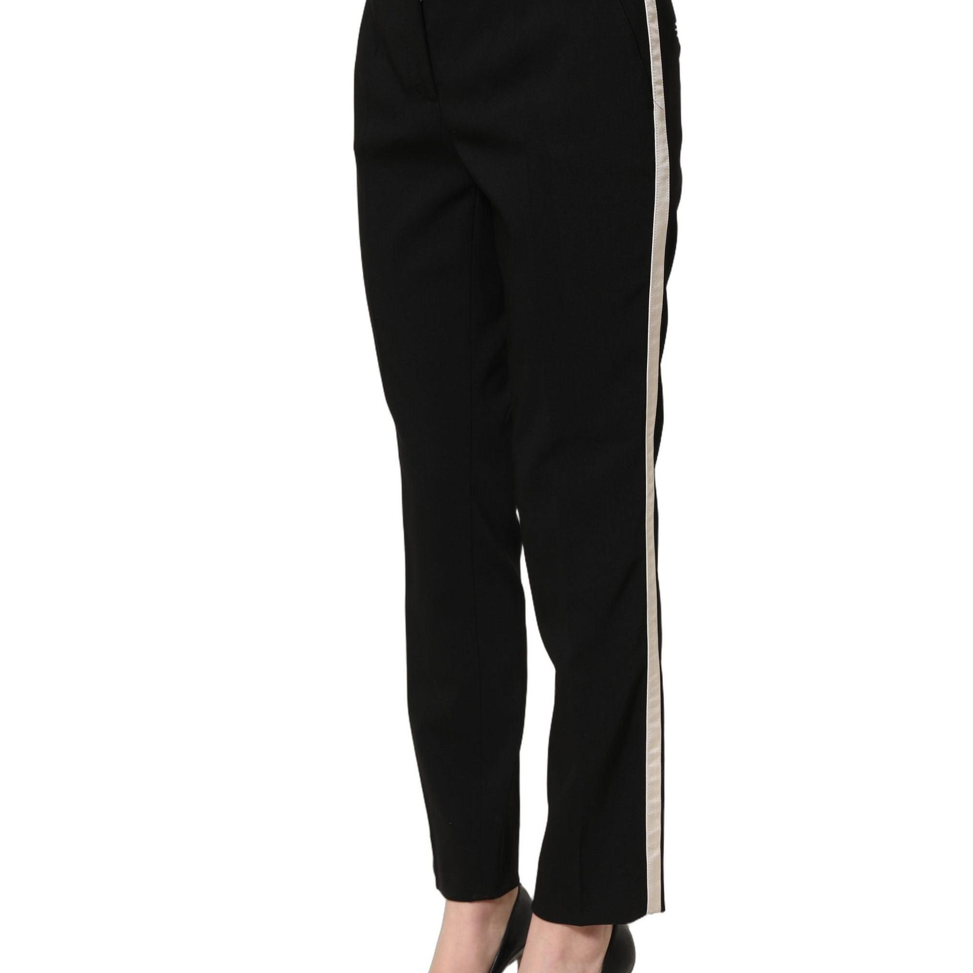 Dolce & Gabbana Black HighWaist Straight Dress Trouser Pants