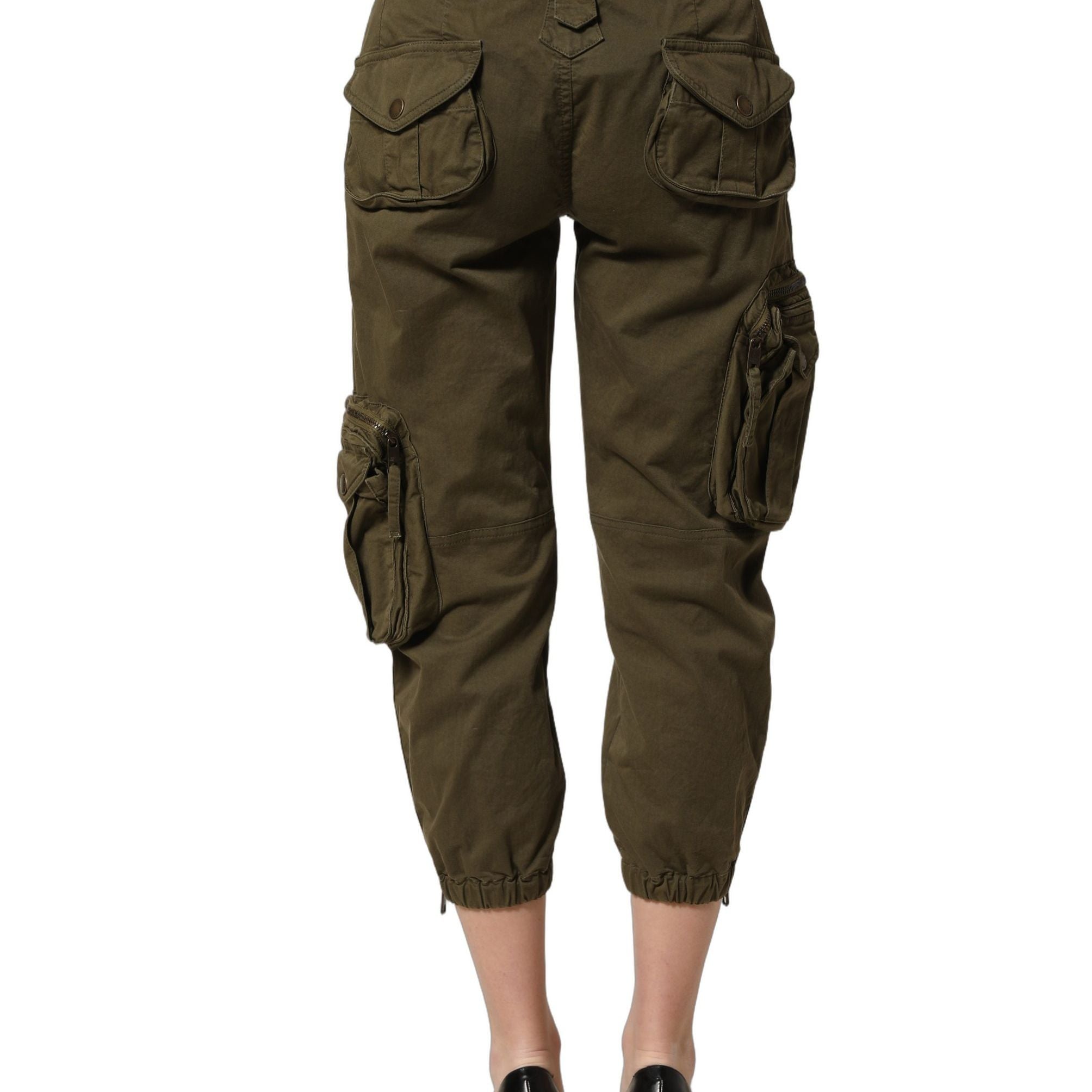 Dolce & Gabbana Olive Green High Waist Cargo Trouser Pants