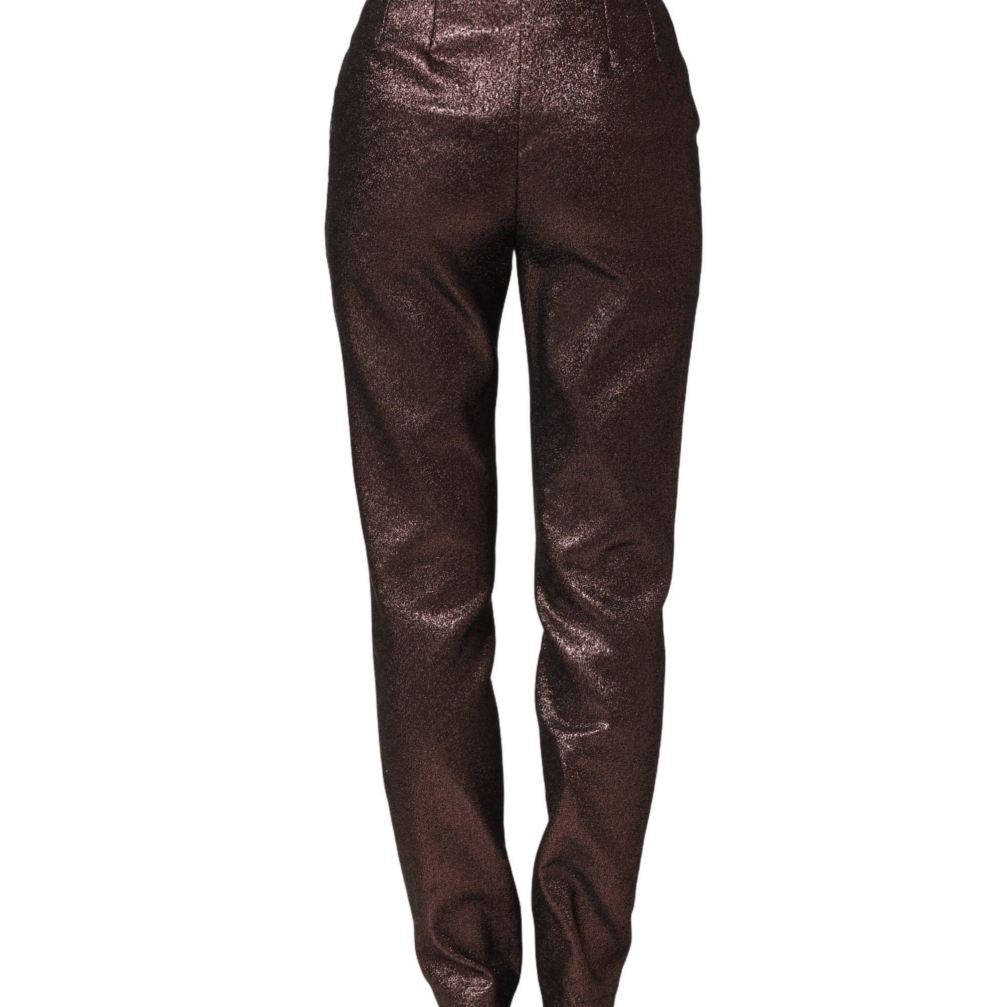 Dolce & Gabbana Metallic Brown High Waist Tapered Leg Pants