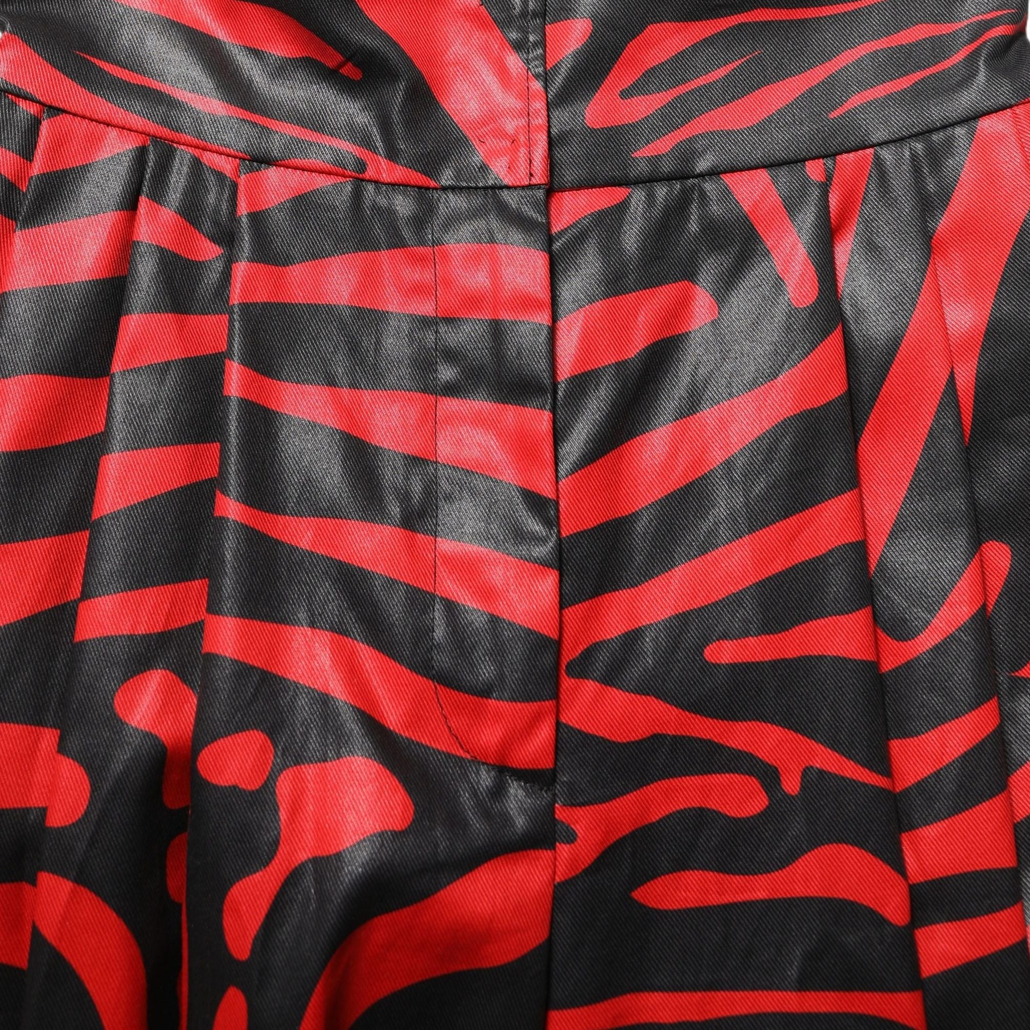 Dolce & Gabbana Red Black Zebra Print Cotton HighWaist Pants