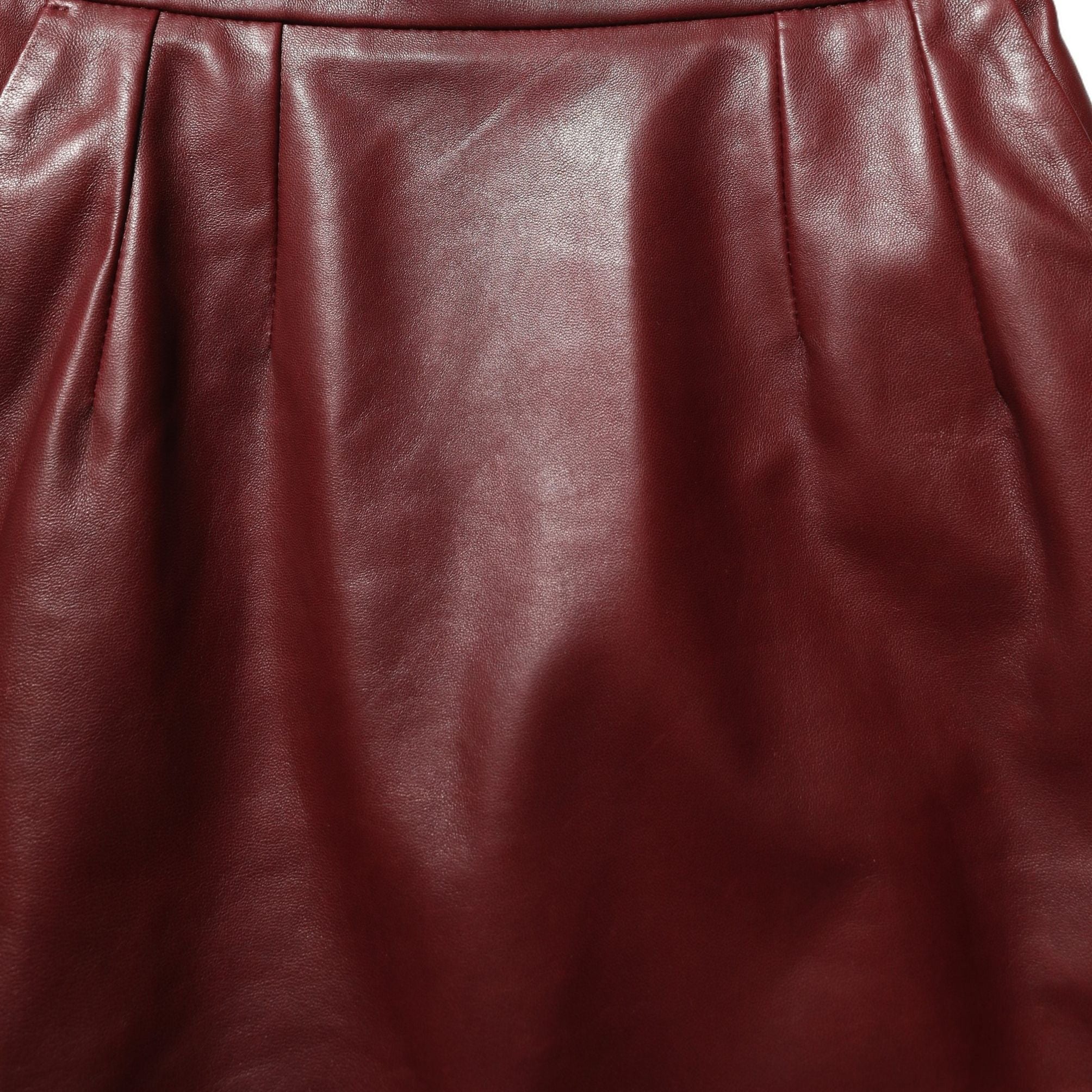 Dolce & Gabbana Burgundy Leather High Waist Pencil Midi Skirt
