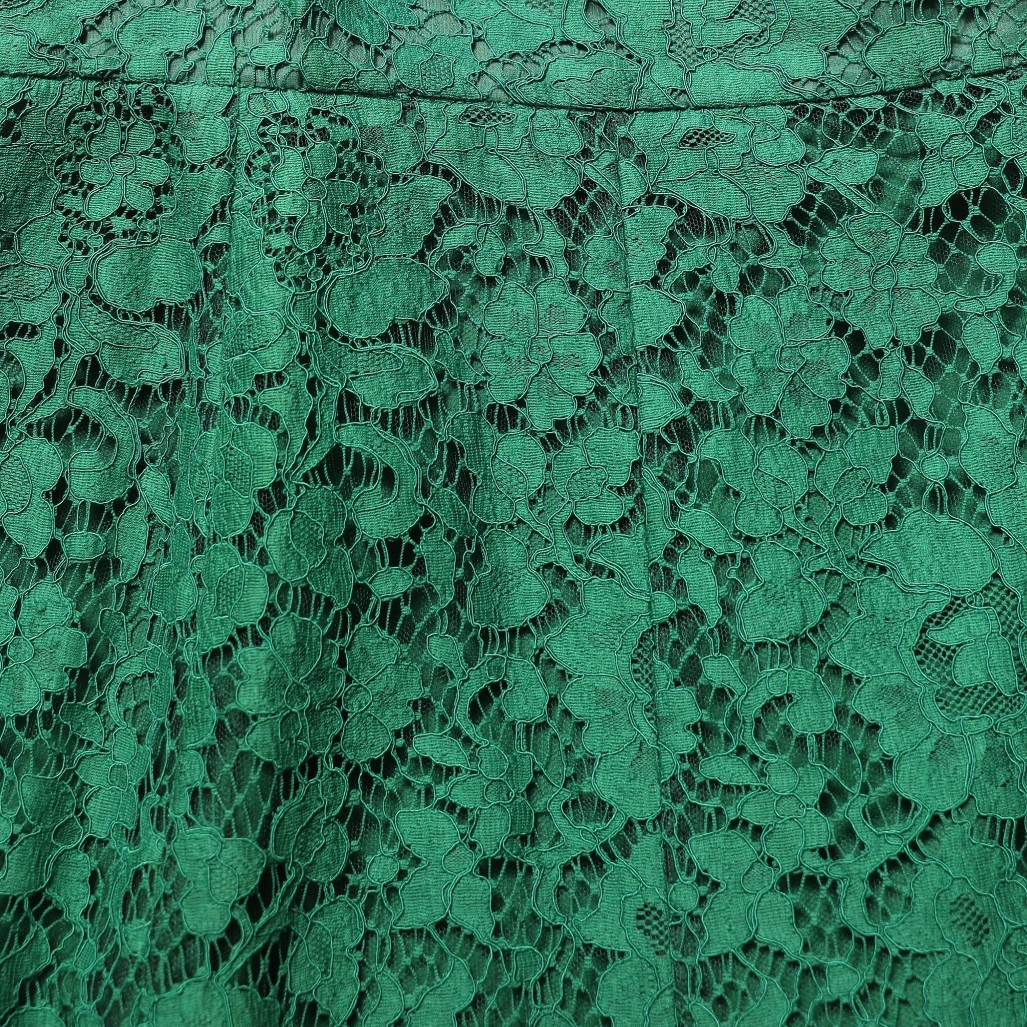 Dolce & Gabbana Green Lace High Waist Mermaid Midi Skirt