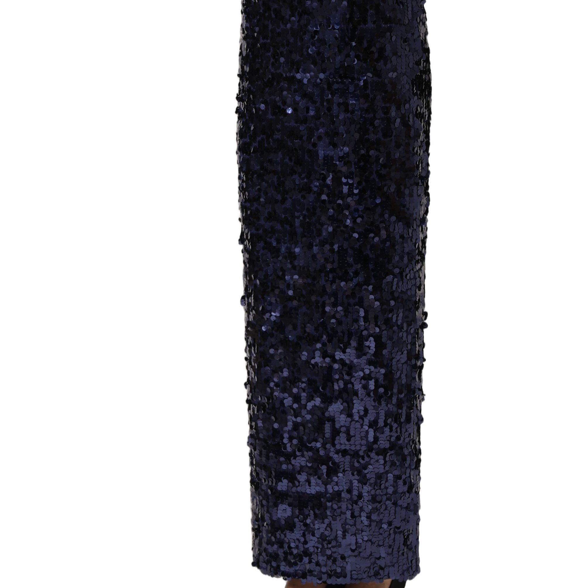 Dolce & Gabbana Blue Sequin High Waist PencilCut Midi Skirt