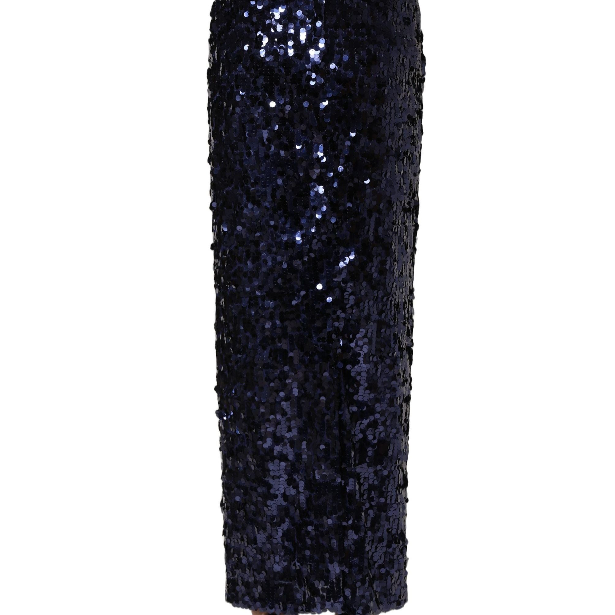 Dolce & Gabbana Blue Sequin High Waist PencilCut Midi Skirt