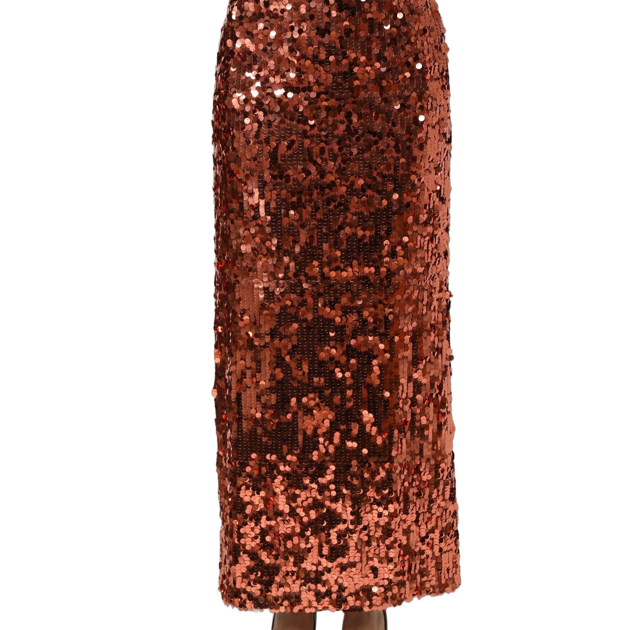 Dolce & Gabbana Bronze Sequin HighWaist PencilCut Midi Skirt
