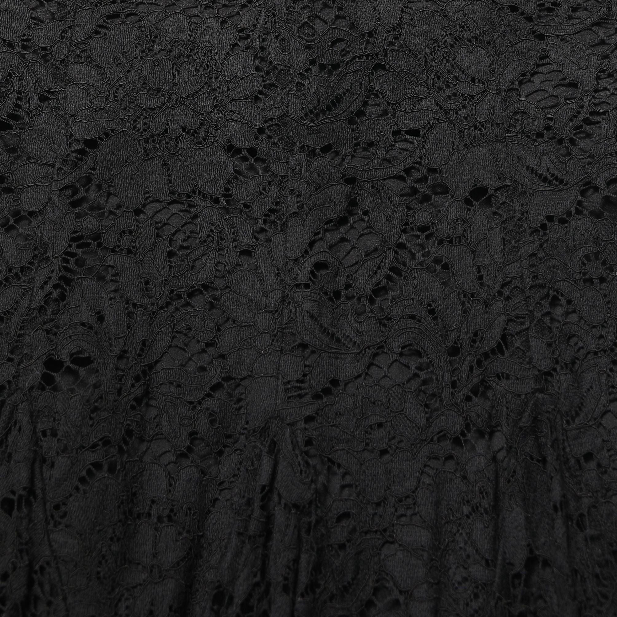 Dolce & Gabbana Black Floral Cut Out Lace A-line Mini Skirt