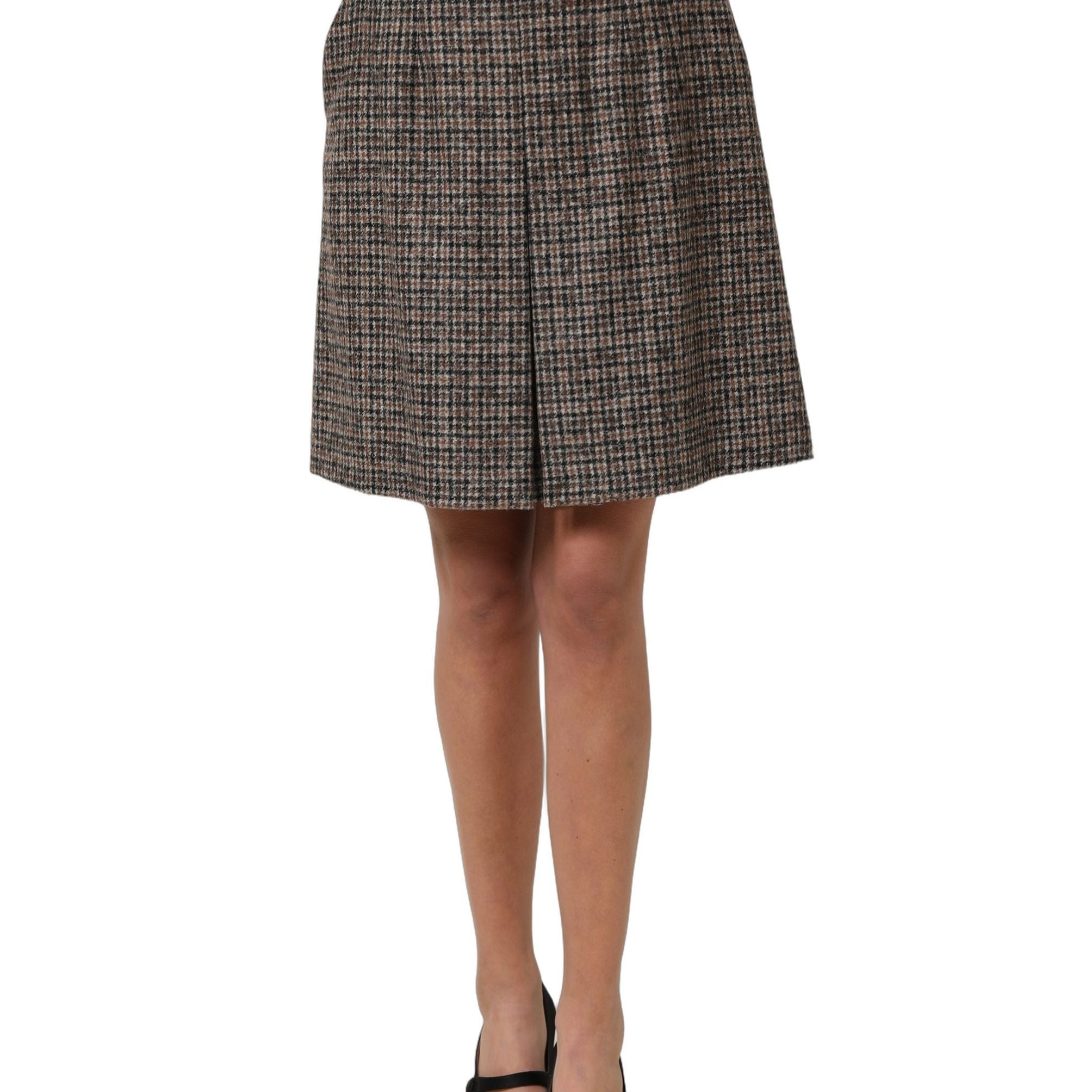 Dolce & Gabbana Brown Tweed High Waist A-line Mini Skirt