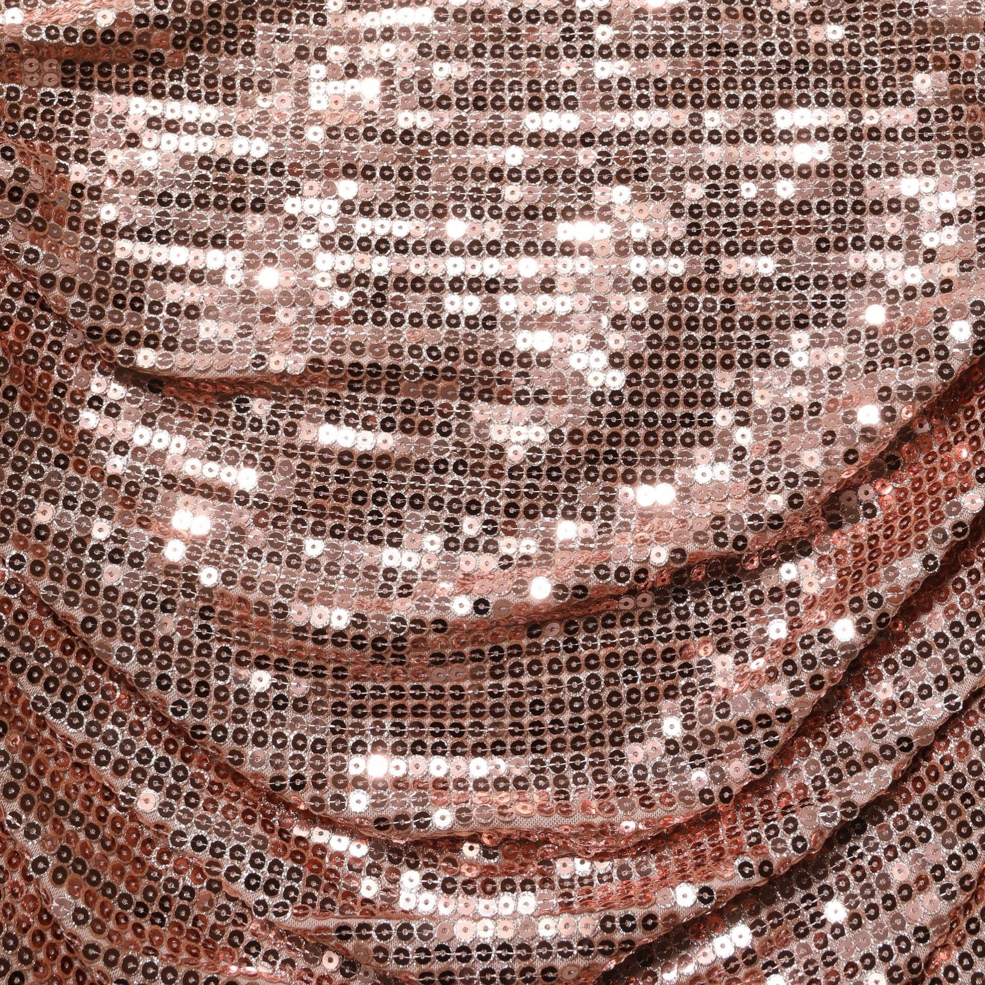 Dolce & Gabbana Rose Gold Sequin High Waist Ruched Maxi Skirt