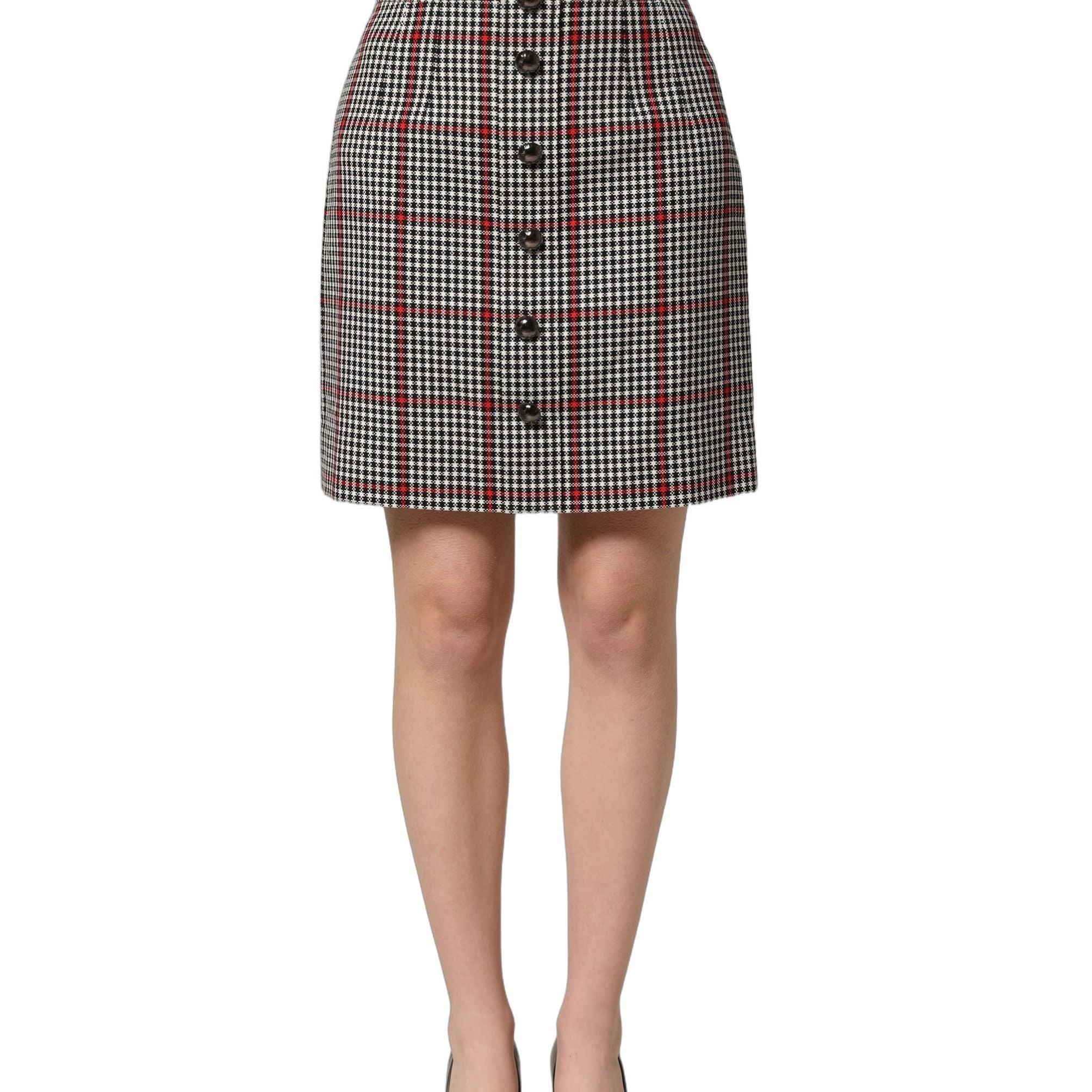 Dolce & Gabbana Gray Checkered High Waist A-line Mini Skirt